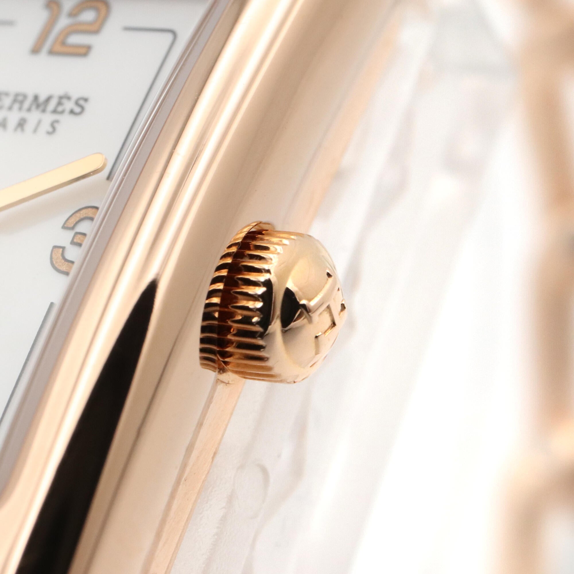 Hermes Nantucket PM 29mm 18K Pink Gold (PG) Wo White/White Shell NA2.170