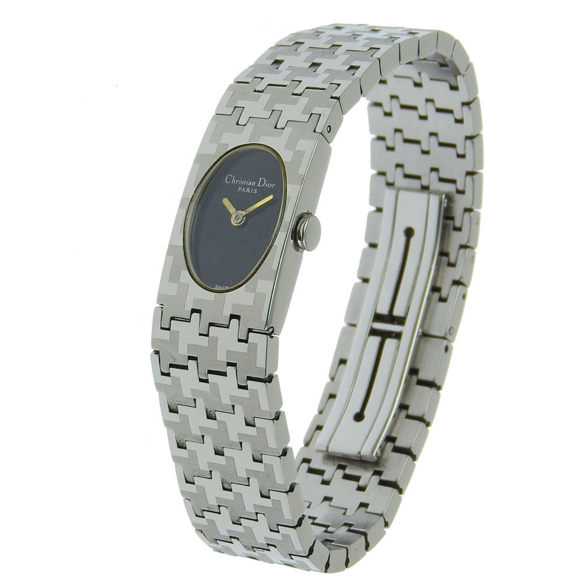 Christian Dior Miss Watch D70-100 Stainless Steel Quartz Analog Display Black Dial Women's