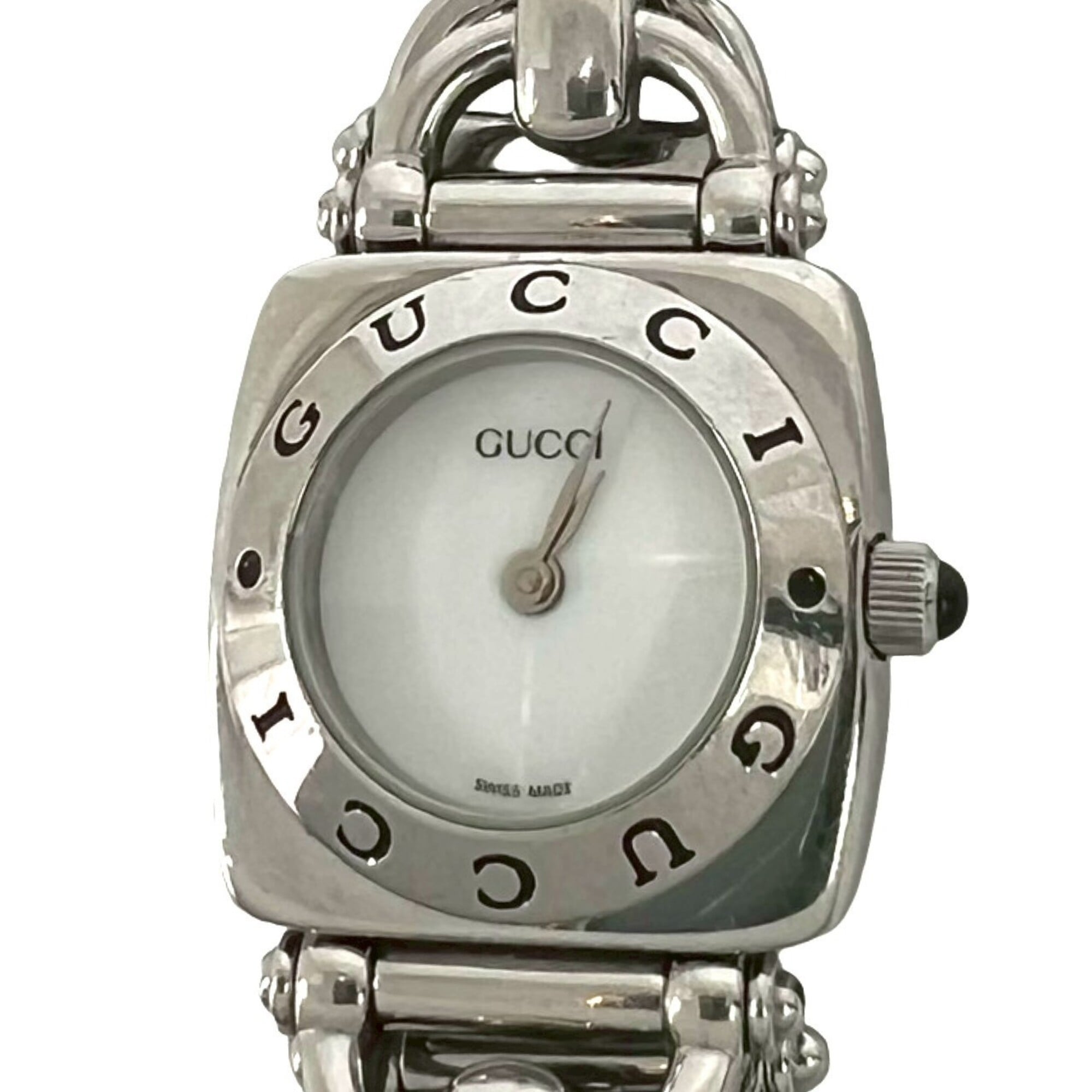 GUCCI Horsebit Chain Stainless Steel Quartz Wrist Silver 37972