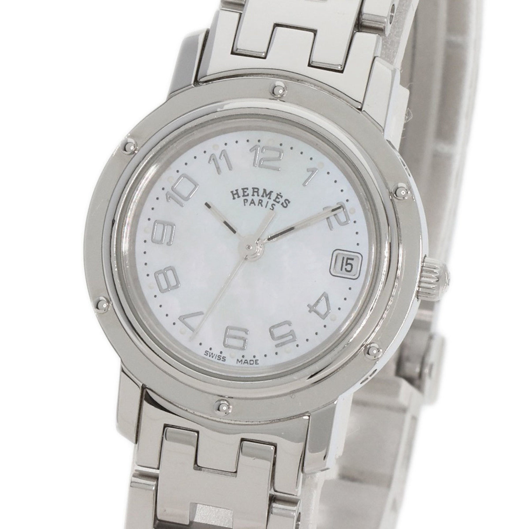 Hermes CL4.210 Clipper Nacle-horloge, roestvrij staal (SS), damesmodel, HERMES