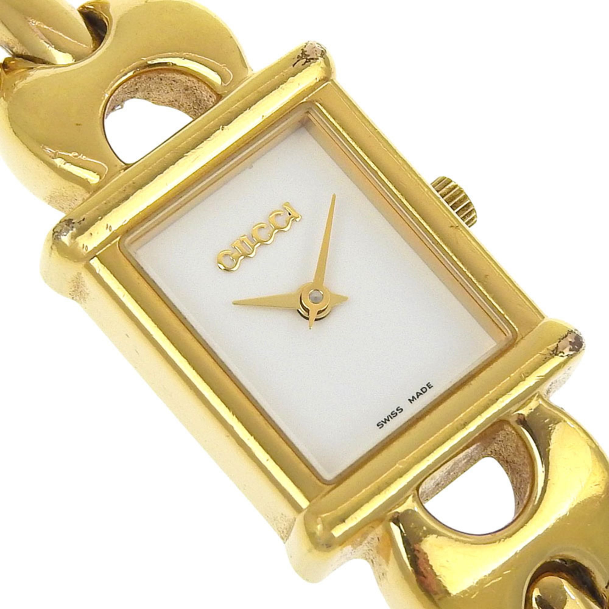 Gucci 1800L Women's Gold-Plated Quartz Analog Watch with White Dial