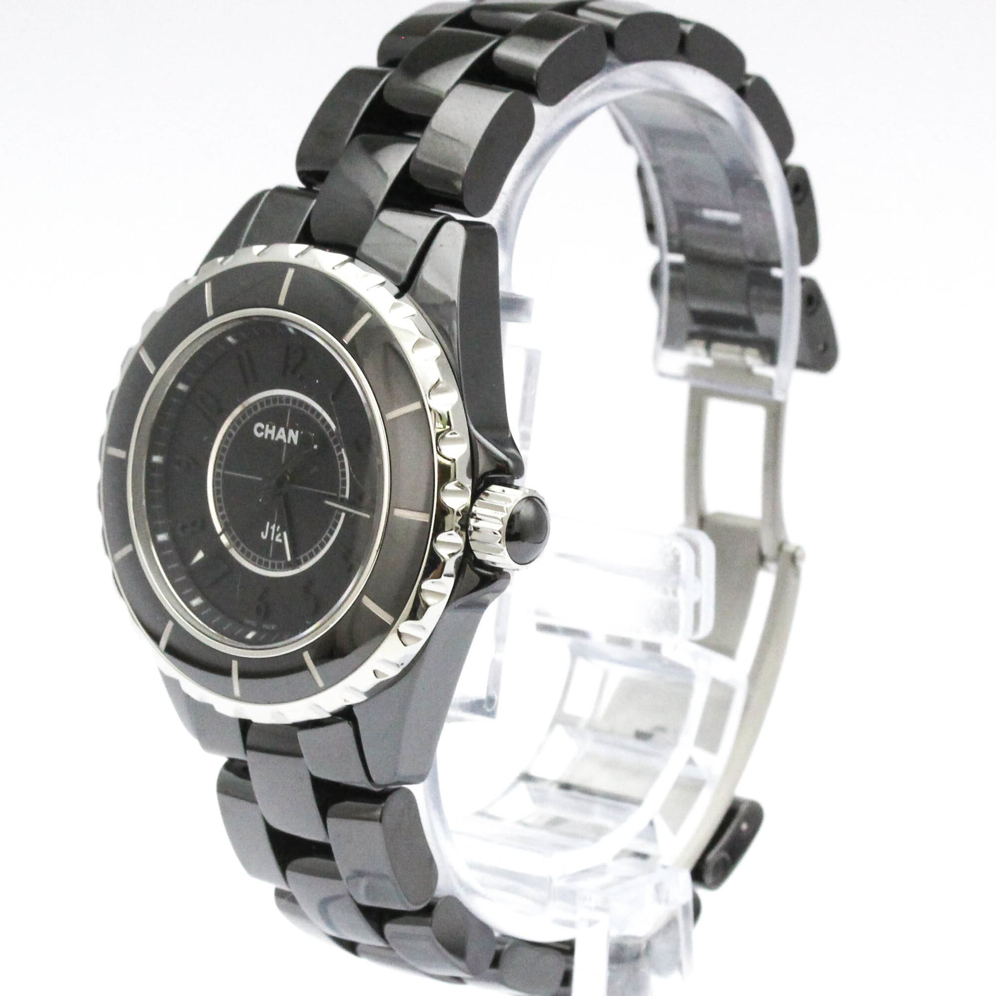 CHANEL J12 Intense Black Ceramic Quartz Ladies Watch H3828 Polished