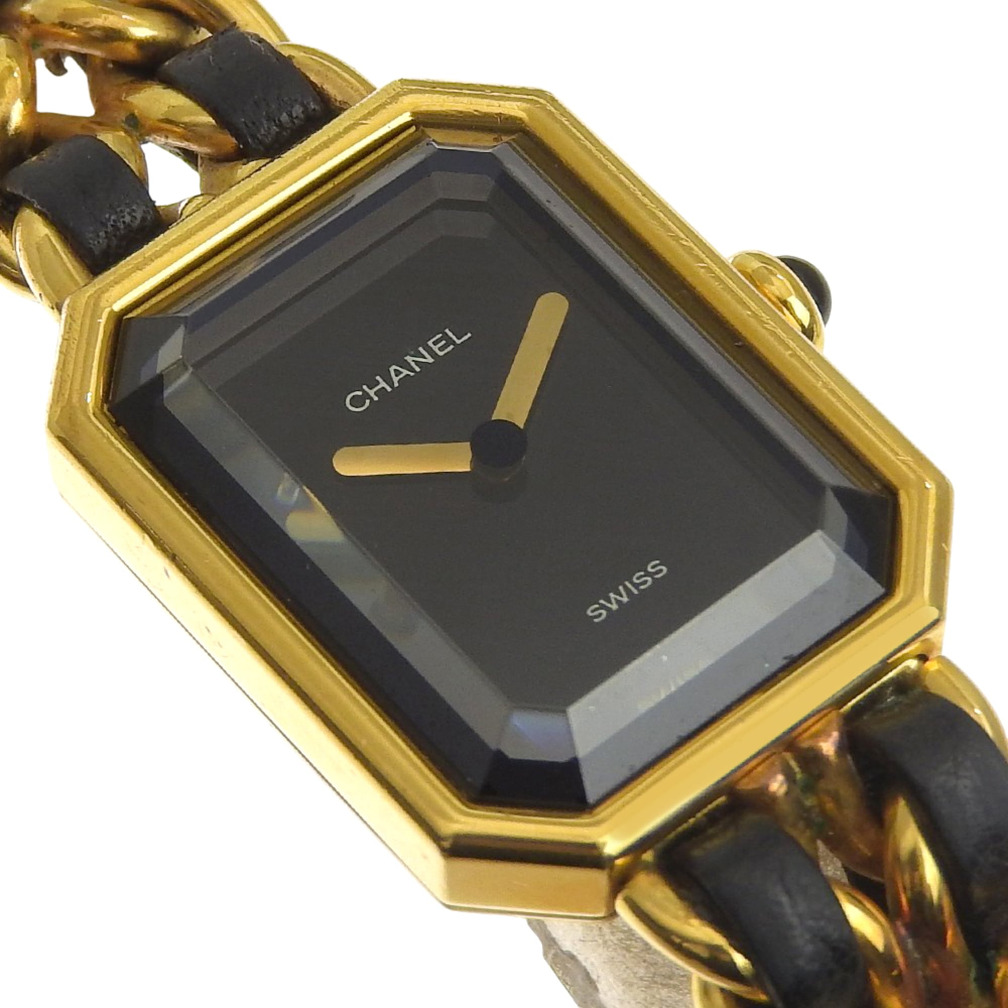 Chanel Premiere S-horloge H0001, verguld x zwart leer, quartz, analoge wijzerplaat, damesmodel