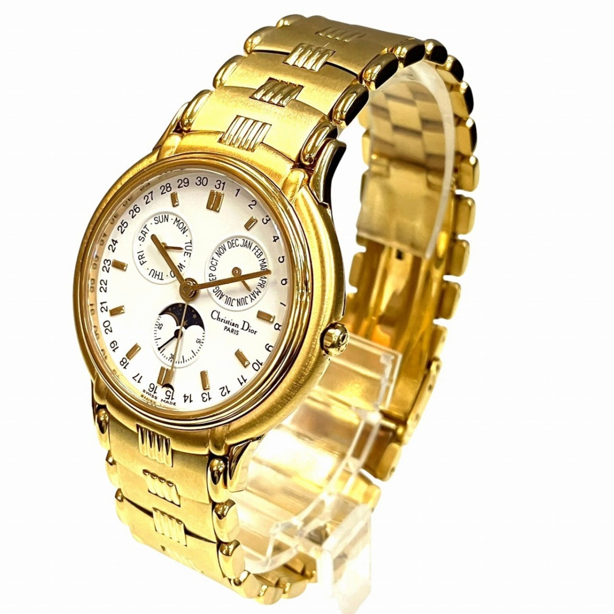 Christian Dior Moon Phase Triple Calendar Watch, Total Weight 70.6g, G