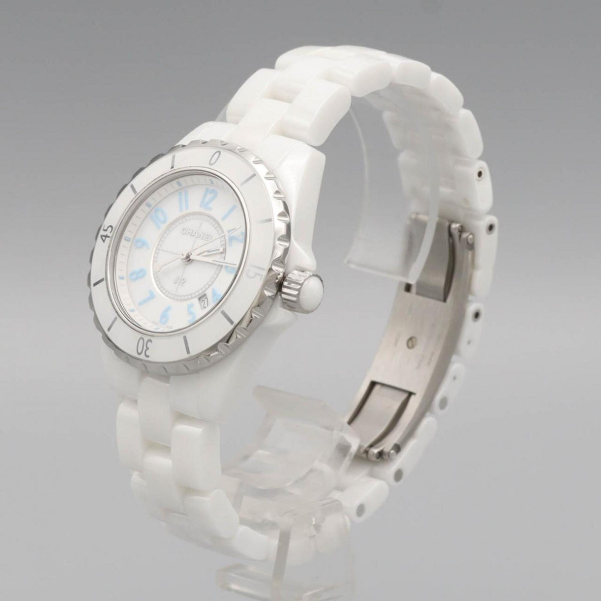 Chanel J12 Blue Light 33mm Ceramic H3826 White Dial 33mm Watch