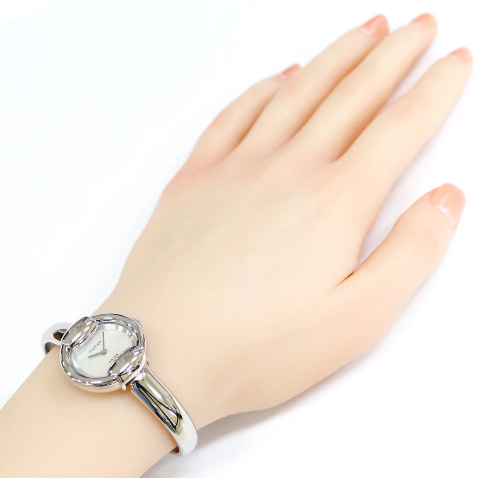 Gucci watch, stainless steel 1400L quartz, polished, ladies' GUCCI white shell.