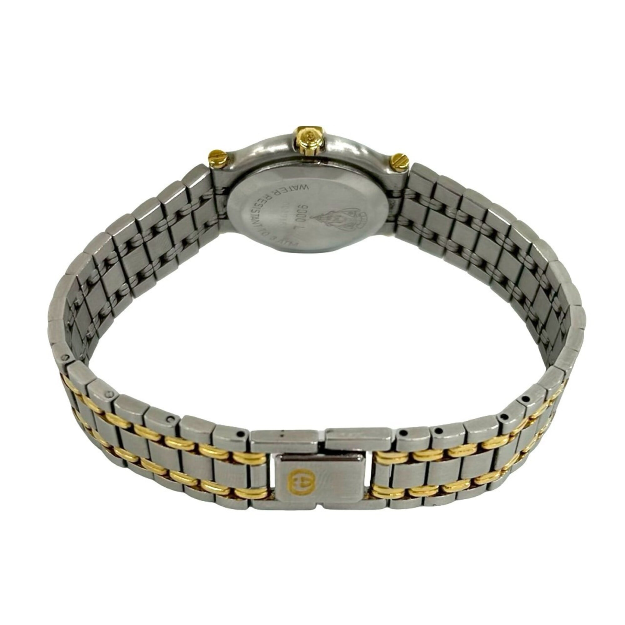 GUCCI 9000L Logo Engraved Stainless Steel Quartz Wrist Silver 26018