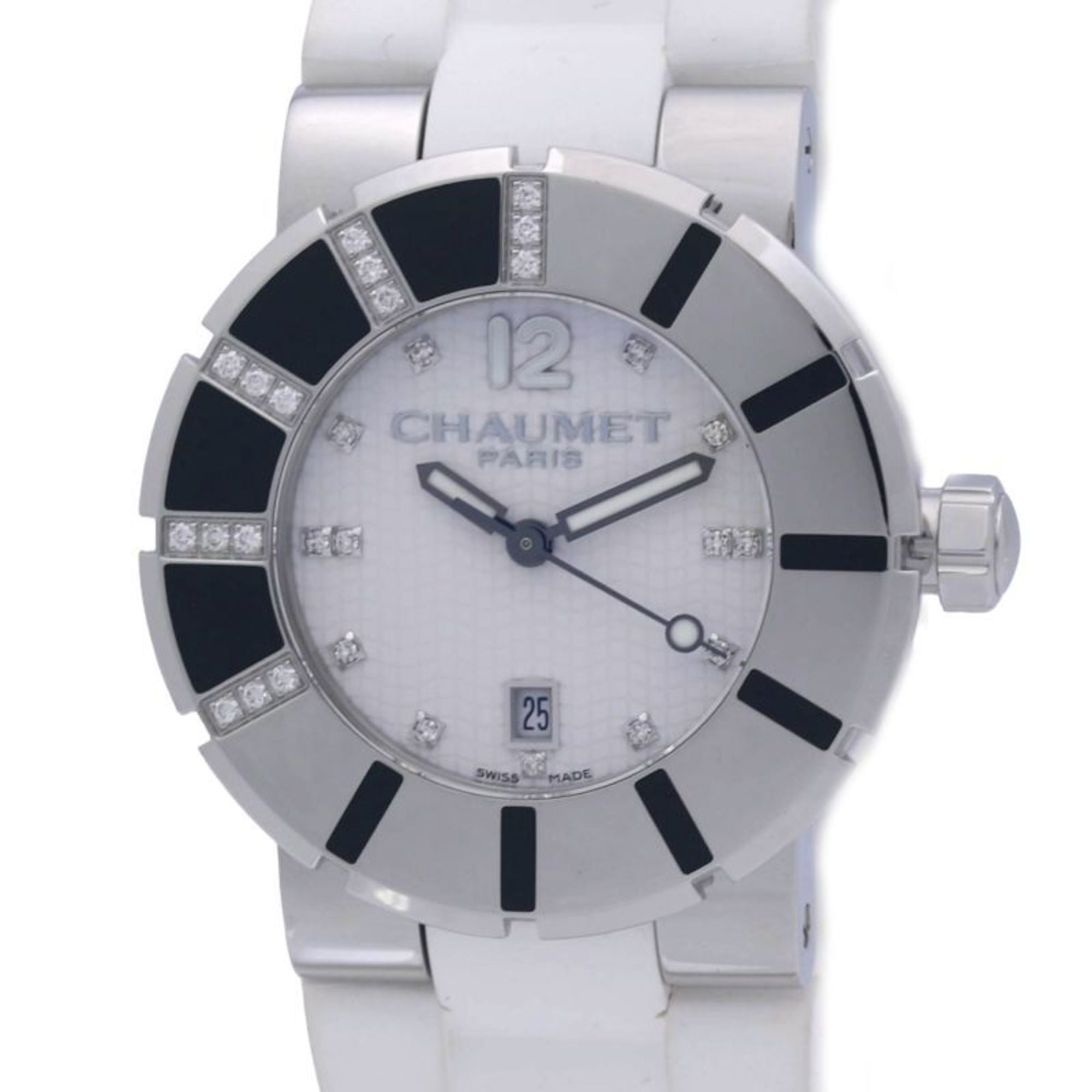 Chaumet Class One MM W17224-33E Boys' Watch with Diamond Bezel and Indices, Stainless Steel Rubber, 40256
