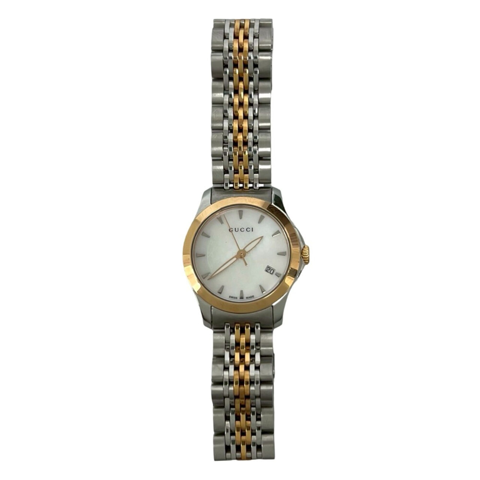 GUCCI GG Logo Stainless Steel Quartz Wrist Silver 32380