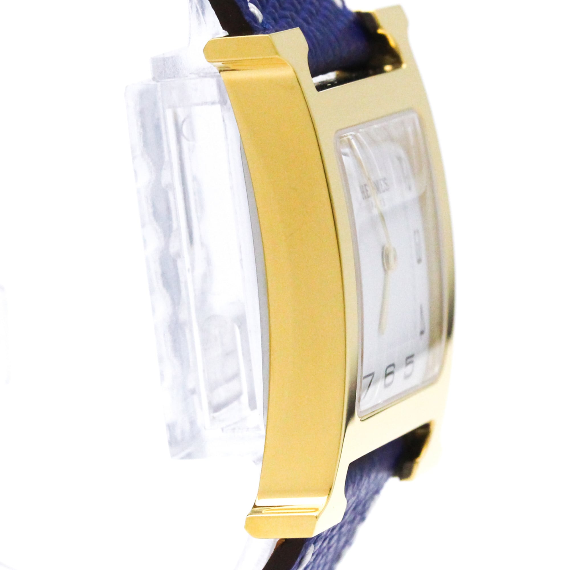 Montre pour homme HERMES H, plaquée or, bracelet en cuirQuartz référence HH1.510