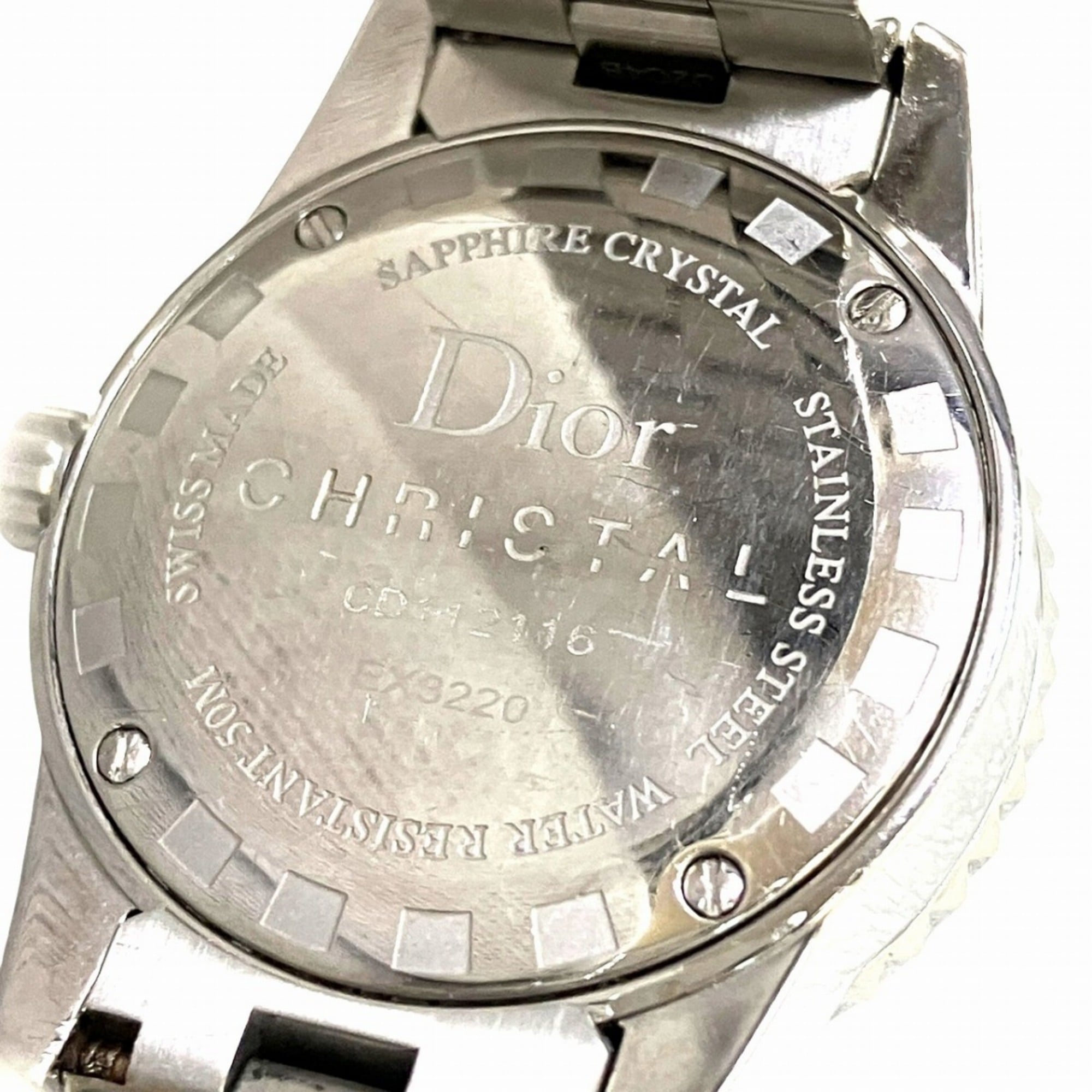 Christian Dior-horloge met kristallen en diamanten rand, totaalgewicht 75,8 g, roestvrij staal, quartz, zwarte wijzerplaat, CD112116M001