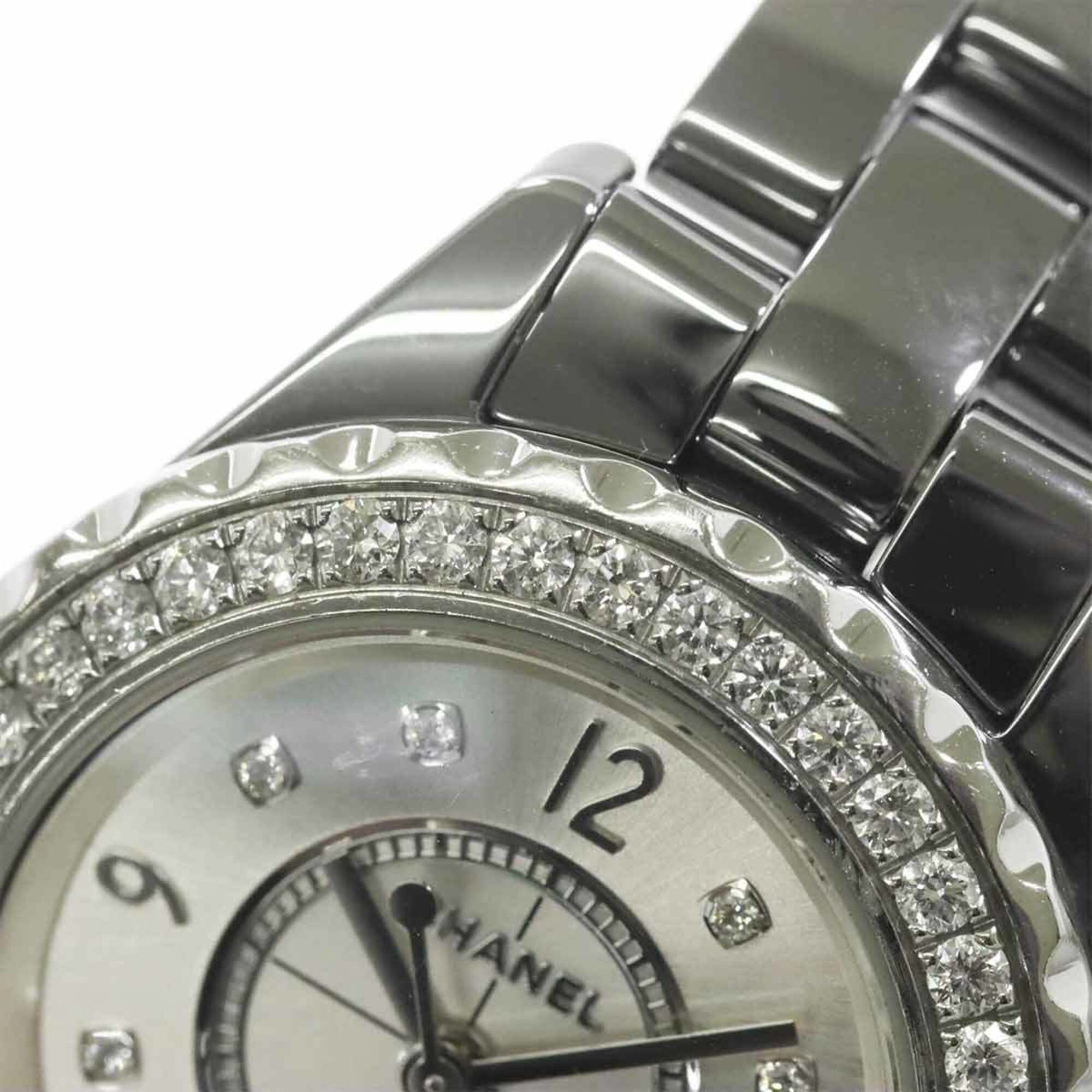 Chanel J12 Chromatic H3402 Ladies' with Diamond Bezel 8 Diamonds Gray Ceramic Quartz Movement