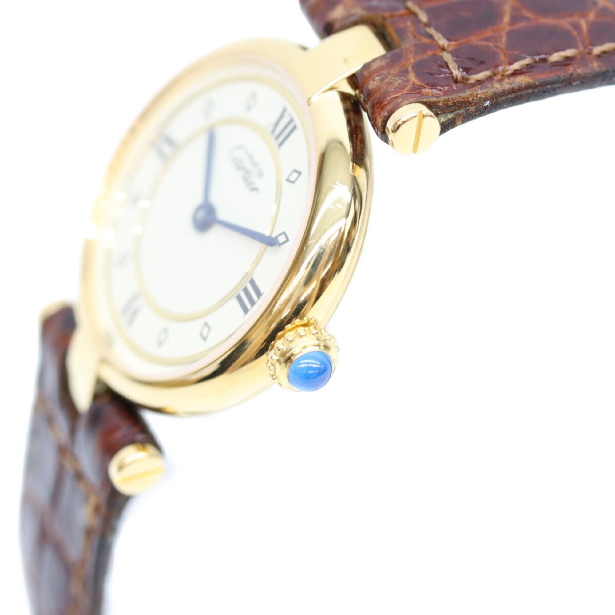 Cartier Must VendÃ´me SM Vermeil Quartz with Roman Numerals Gold and Ivory Dial Ladies'