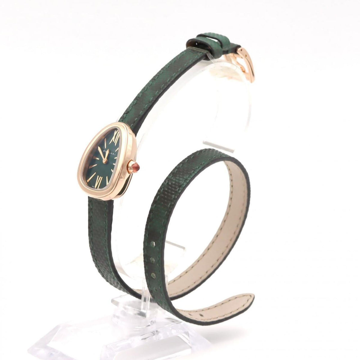 Bvlgari Bulgari Serpenti Double Spiral SPP27C4PGL horloge met groene wijzerplaat, 27 mm