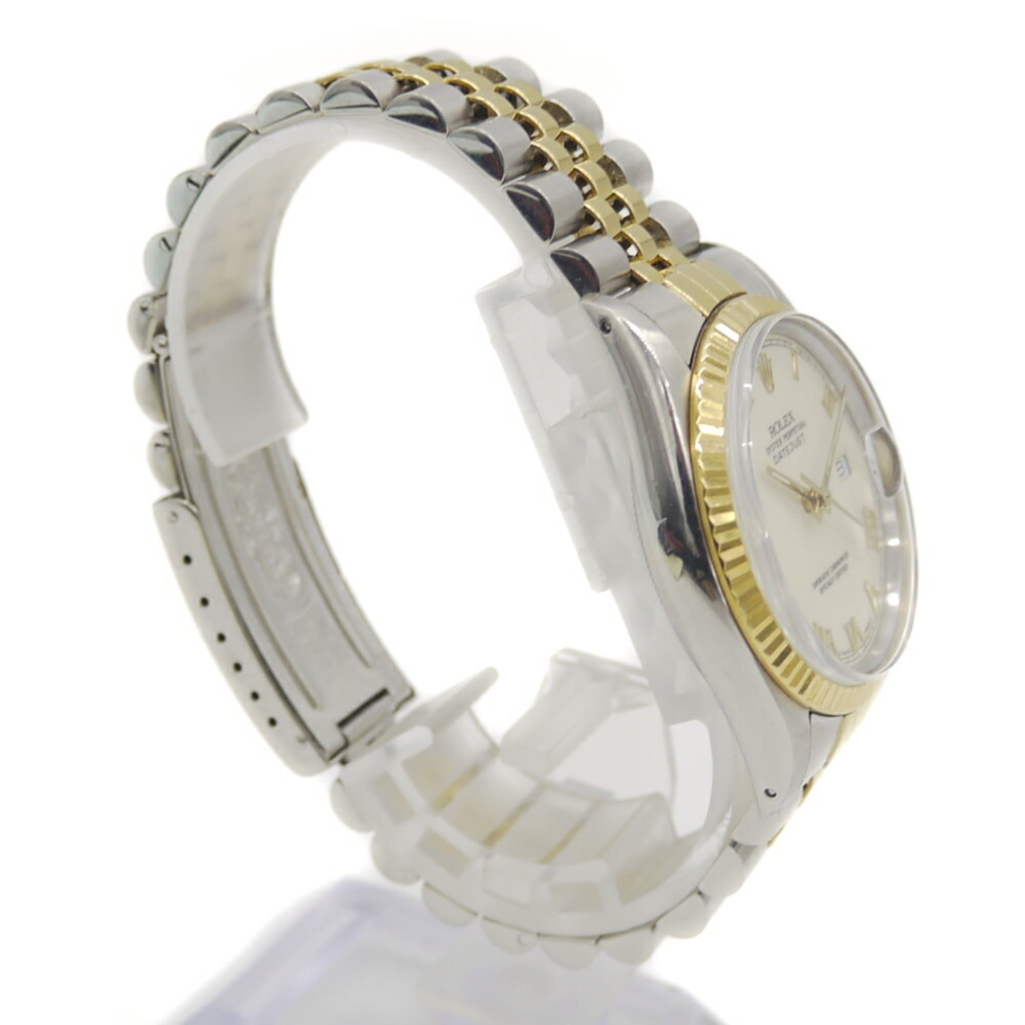 ROLEX Datejust 16013 met Romeinse indexen, R-serienummer, roestvrij staal/geelgoud, automatisch, ivoorkleurige wijzerplaat