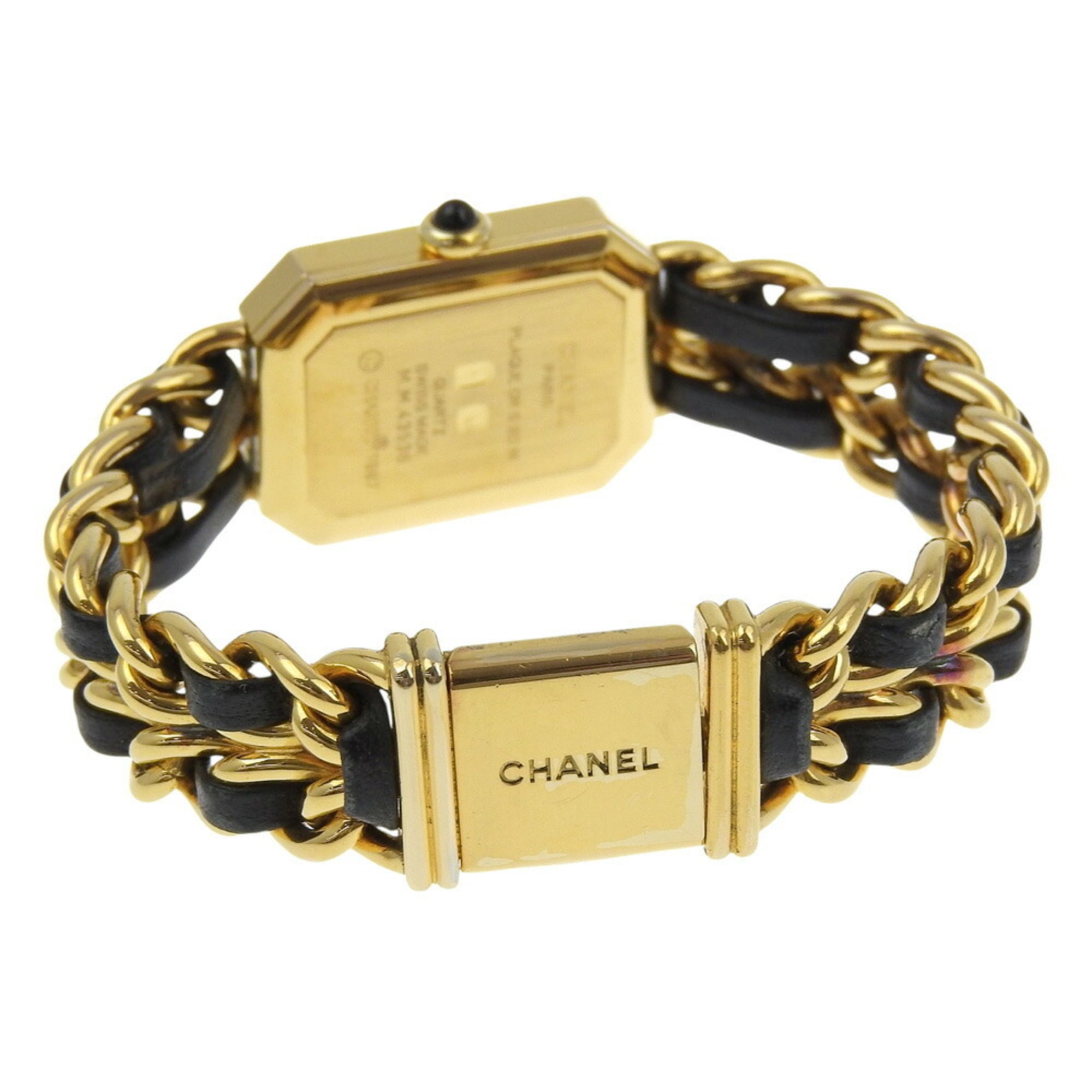 CHANEL Premiere S-horloge H0001, verguld leer, quartz uurwerk, analoge wijzerplaat, zwarte wijzerplaat, damesmodel
