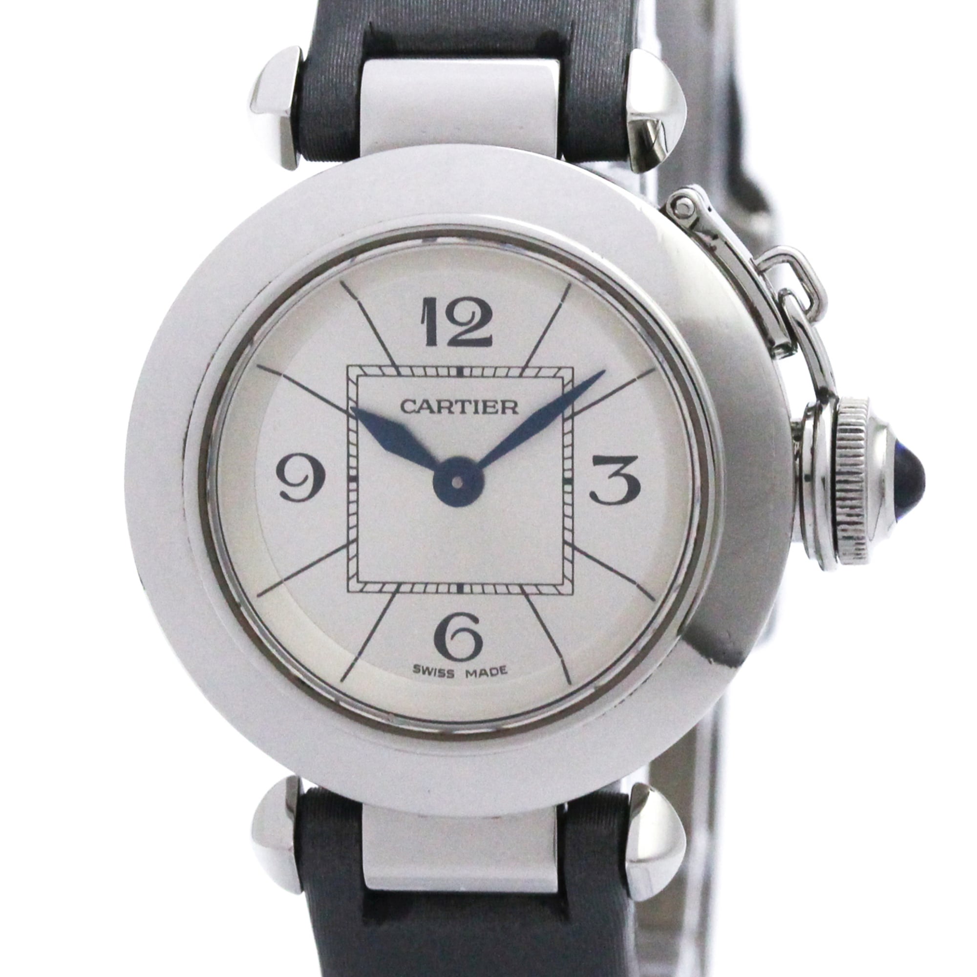 CARTIER Miss Pasha Steel Leather Quartz Ladies W3140025