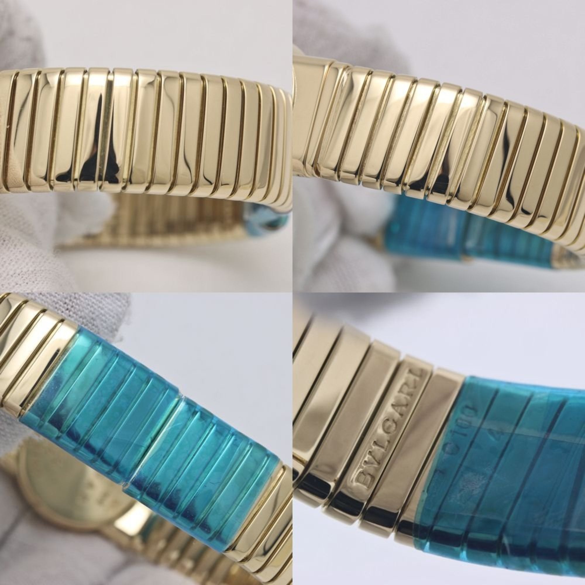 BVLGARI Tubogas 12P diamanten horloge BB192TY 12 BB192TG dames 18KYG 40263