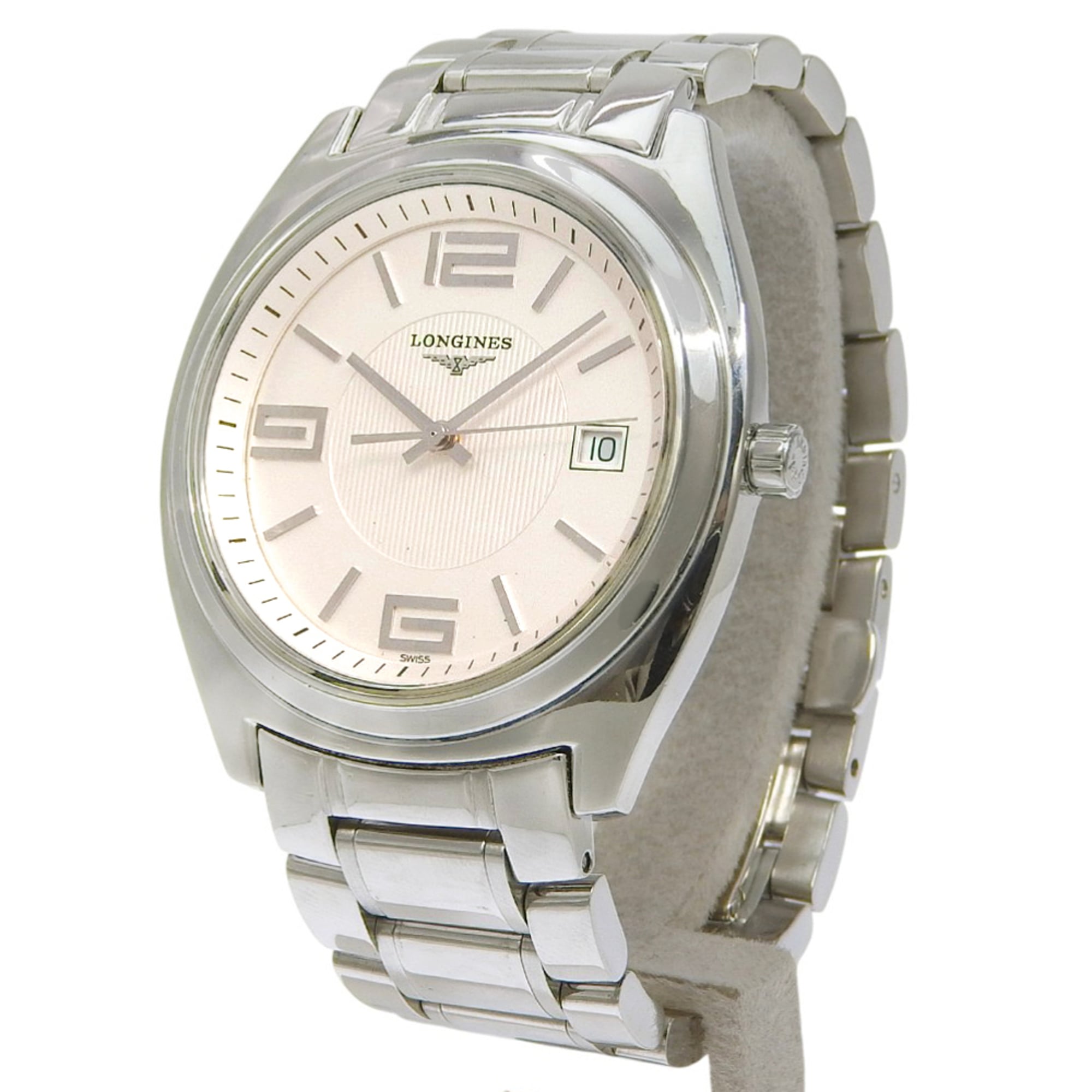 Longines Conquest watch L3.632.4, stainless steel, silver, quartz, analog, white dial, men's.