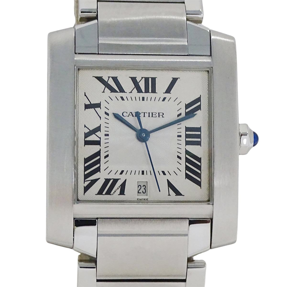Cartier Tank Française LM Date W51002Q3 Silver Dial 28mm Watch