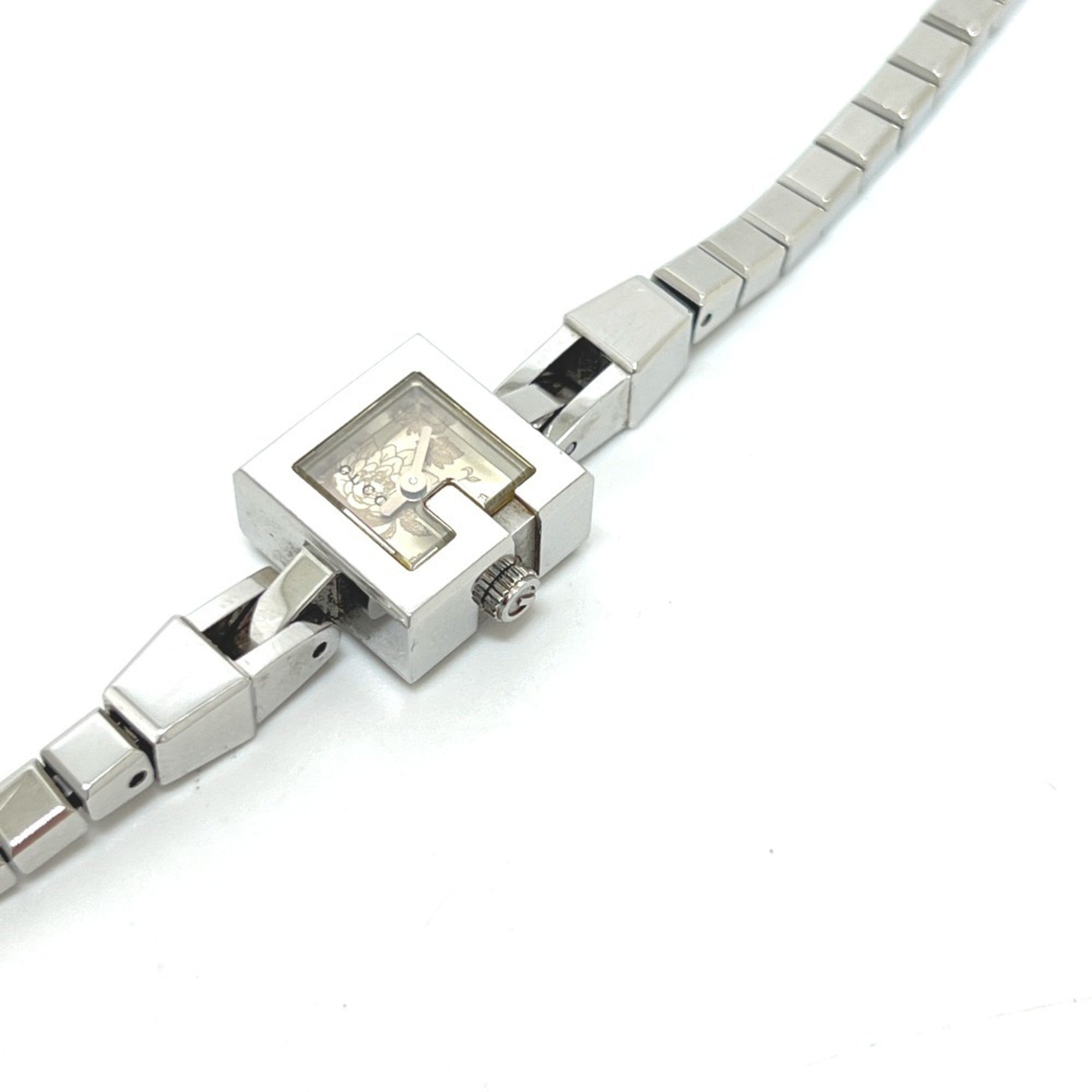 GUCCI 102 G Mini Square Chain Quartz Watch, Stainless Steel, Women's,
