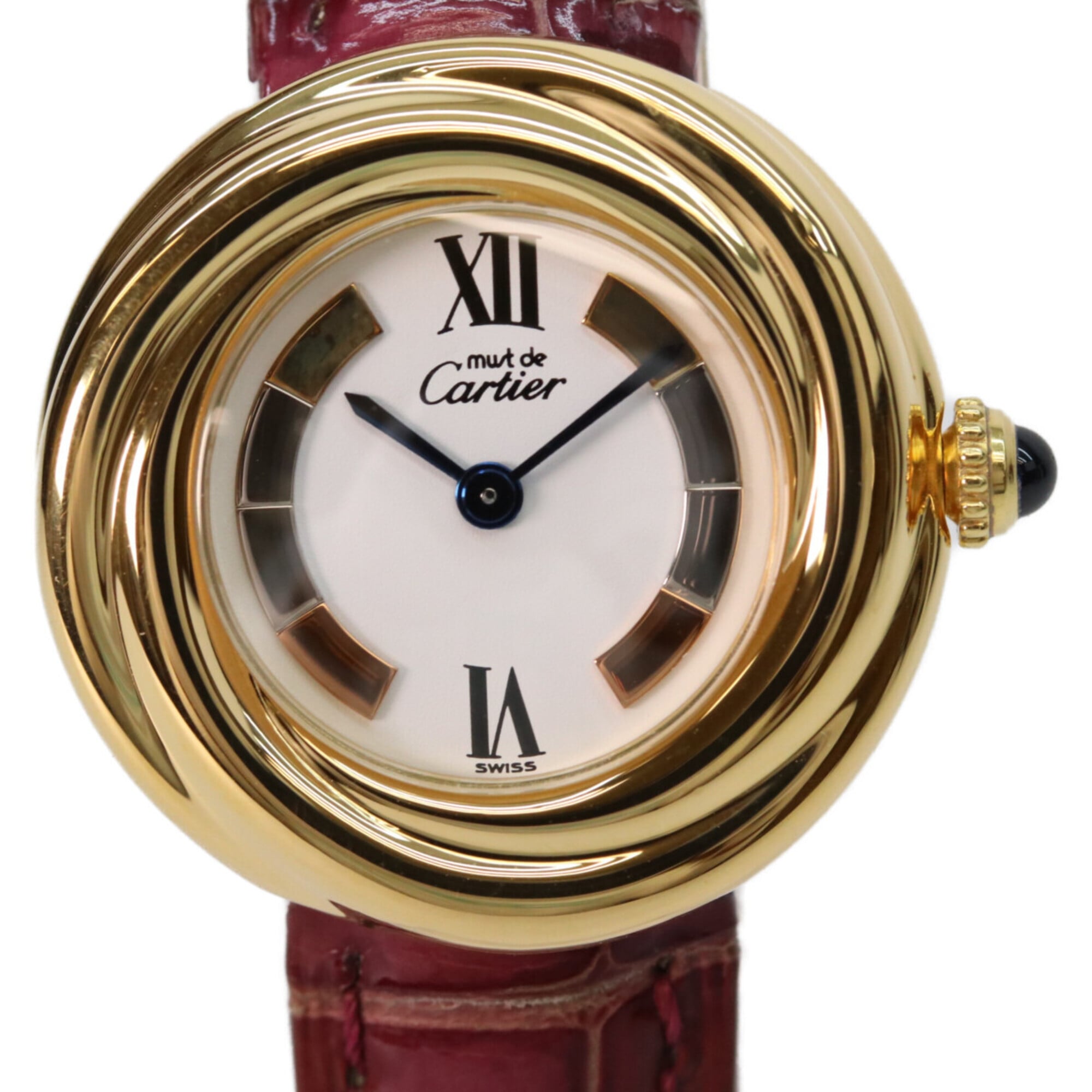 Cartier 925 W1010644 Must Trinity Vermeil SM Side Quartz Watch Gold Wh