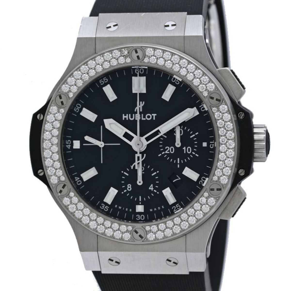 Hublot Big Bang Stahl Chronograph Diamant 301.SX.1170.RX.1104 Schwarz Zifferblatt 48 mm Uhr