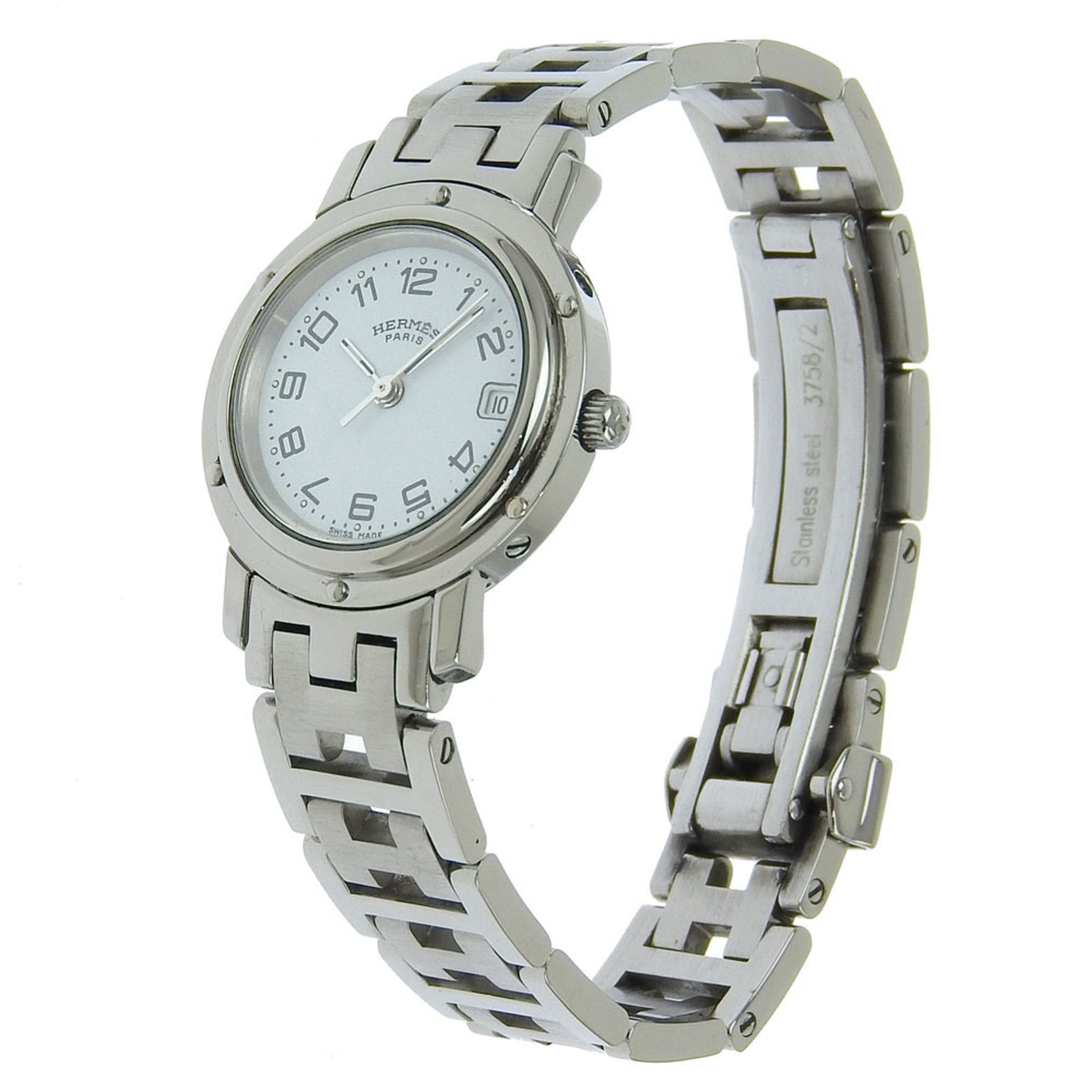 Hermes HERMES Clipper Watch CL4.210 Stainless Steel Quartz Analog Display White Dial Women's S212224805