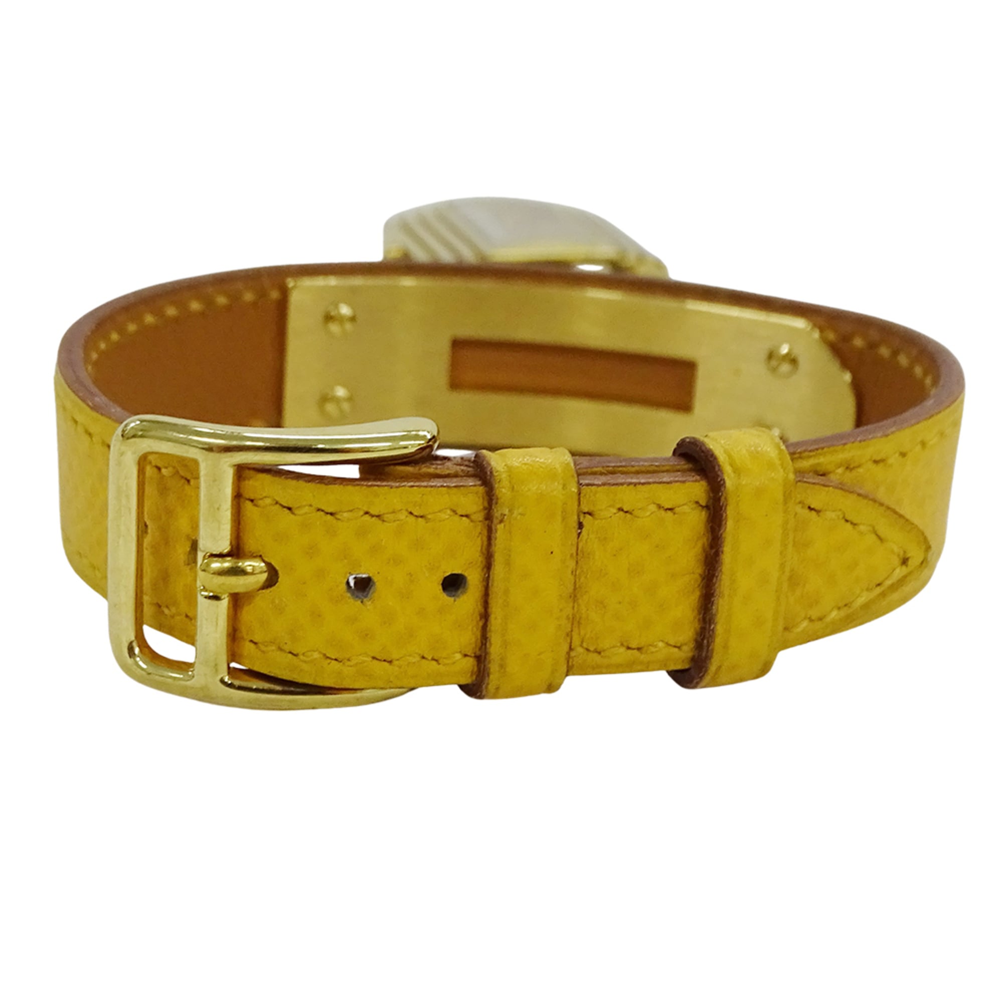 Hermes HERMES Women's Watch Brand Kelly Quartz QZ GP Leather KE1.201 Gold Yellow