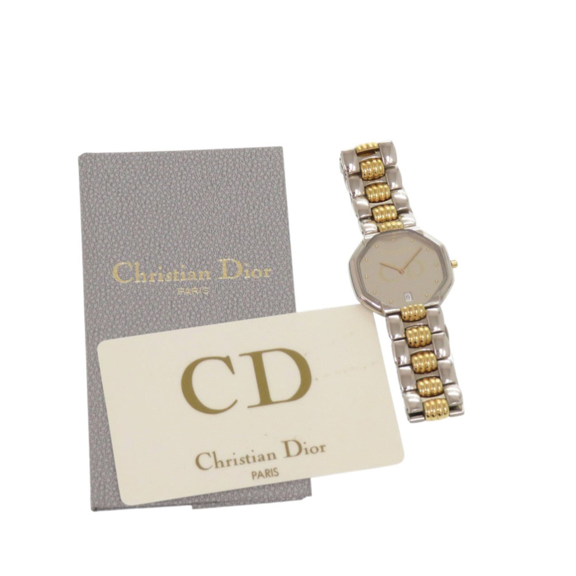 Christian Dior 稼動 45.204オクタゴン Christian Dior Octagon 45.204 Stainless Steel Silver and Gold Quartz W