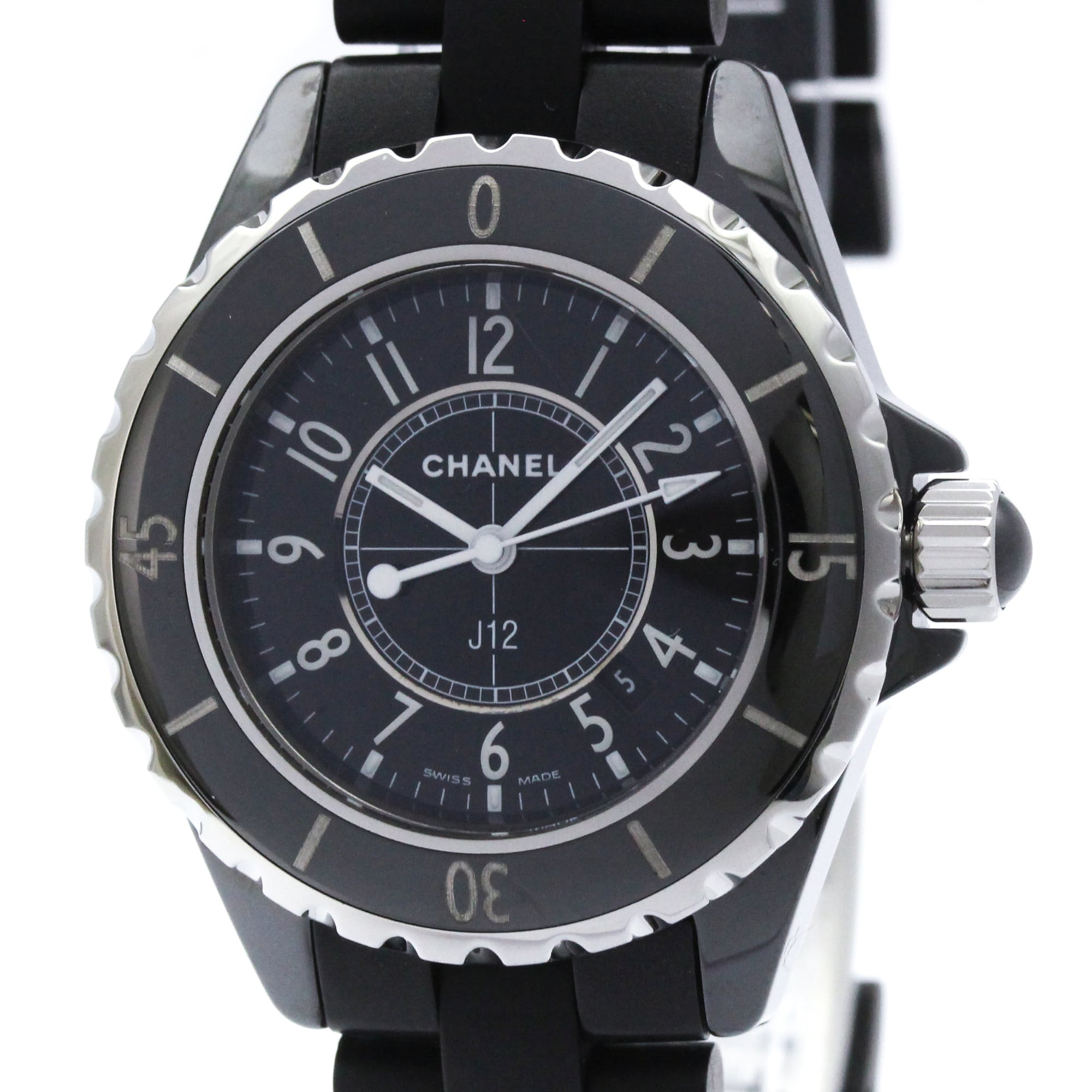 CHANEL J12 Ceramic Rubber Quartz Ladies Watch H0681 Polished