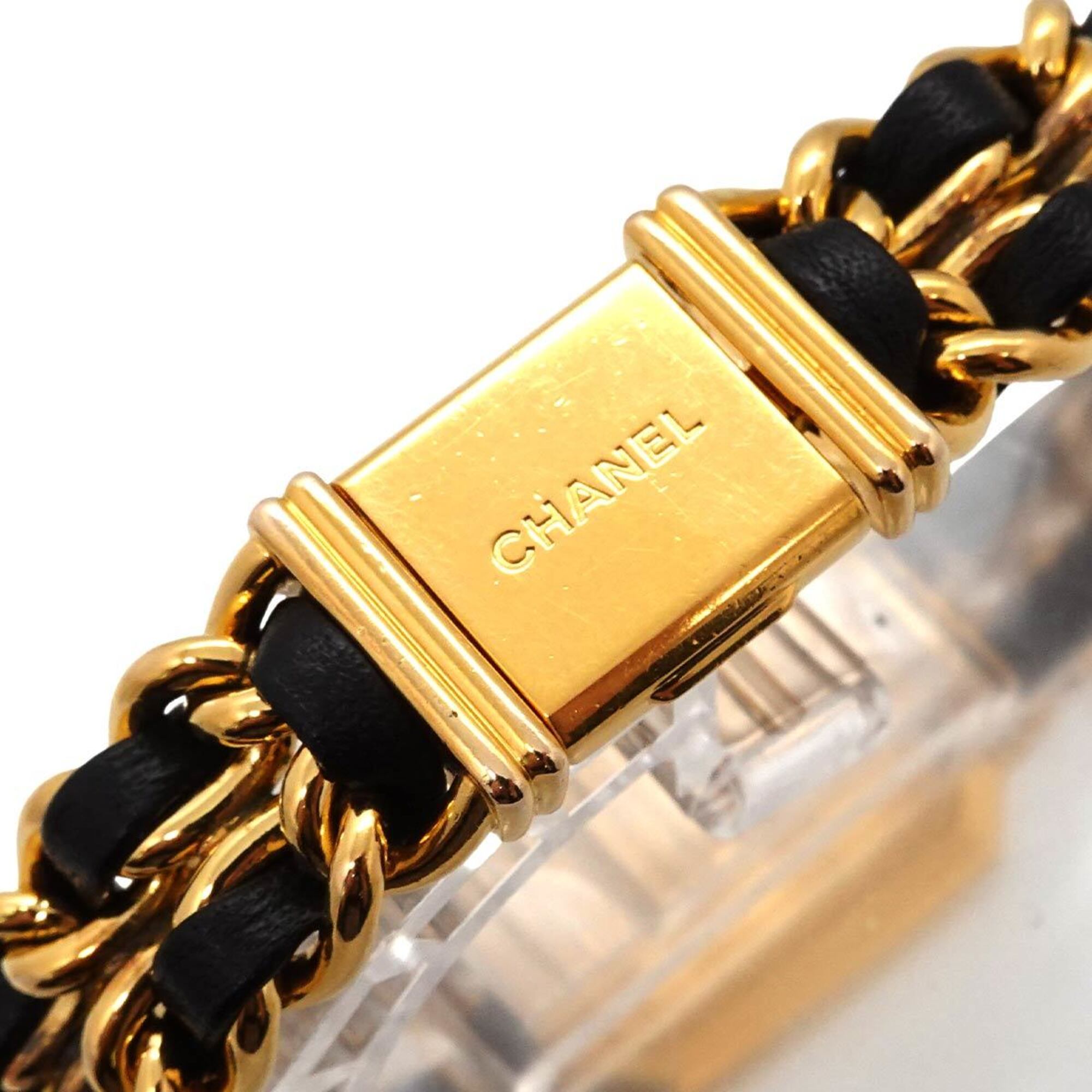 Chanel Premiere Large Size H0001 Wo Black Gold Quartz