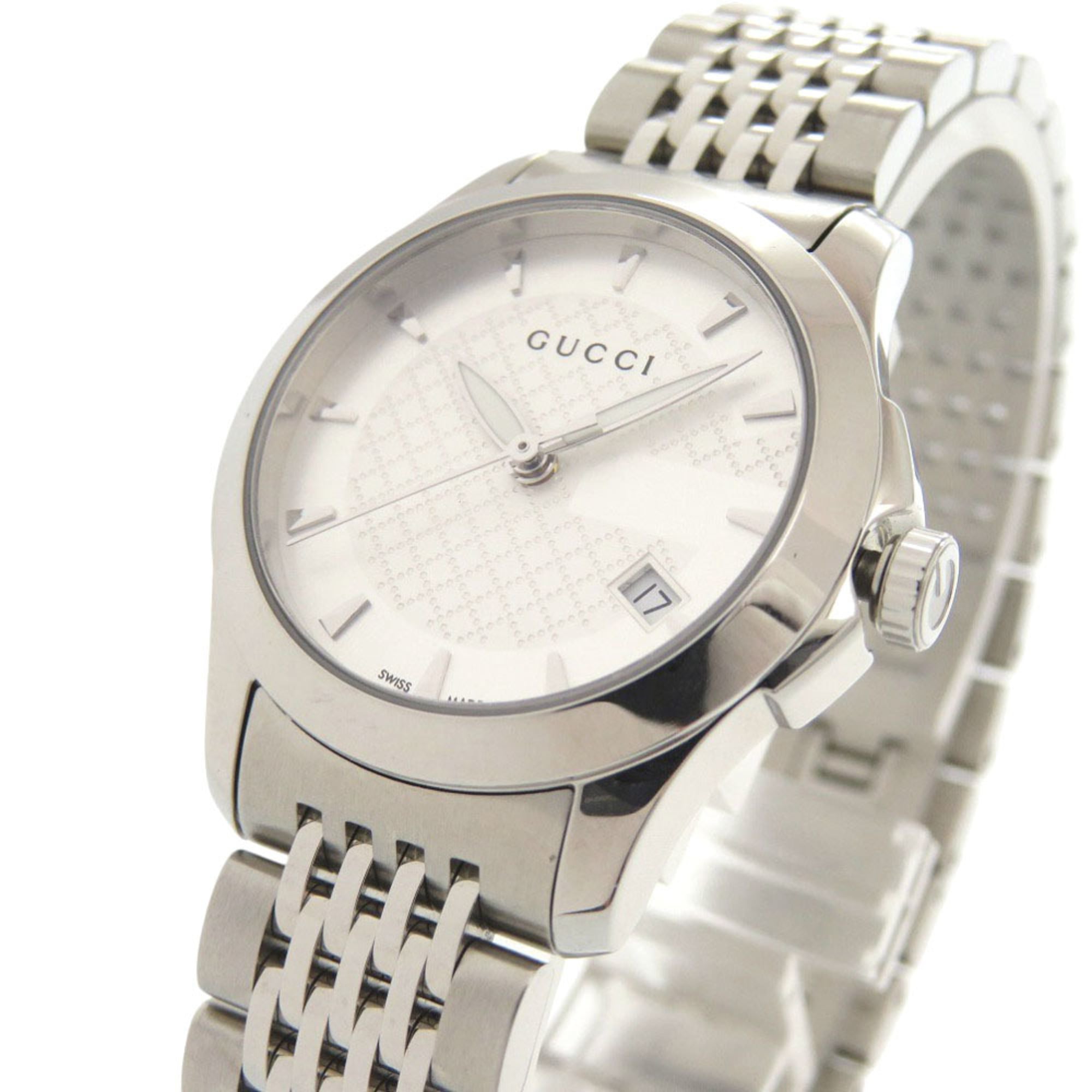 Gucci G-Timeless 126.5 quartzhorloge van roestvrij staal in zilverkleur, in nieuwstaat, 1757GUCCI