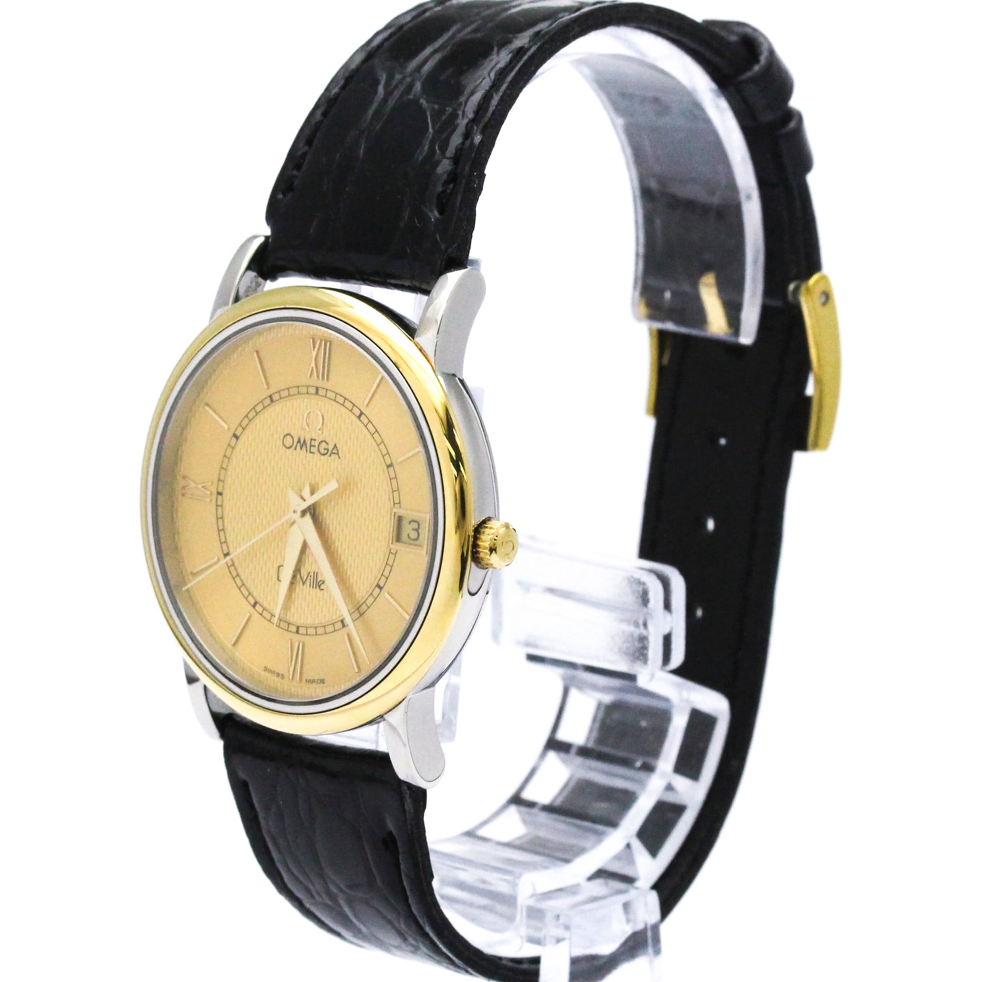 OMEGA Omega Devil Prestige 18K Gold Steel Quartz Mens Watch 7714.11.01