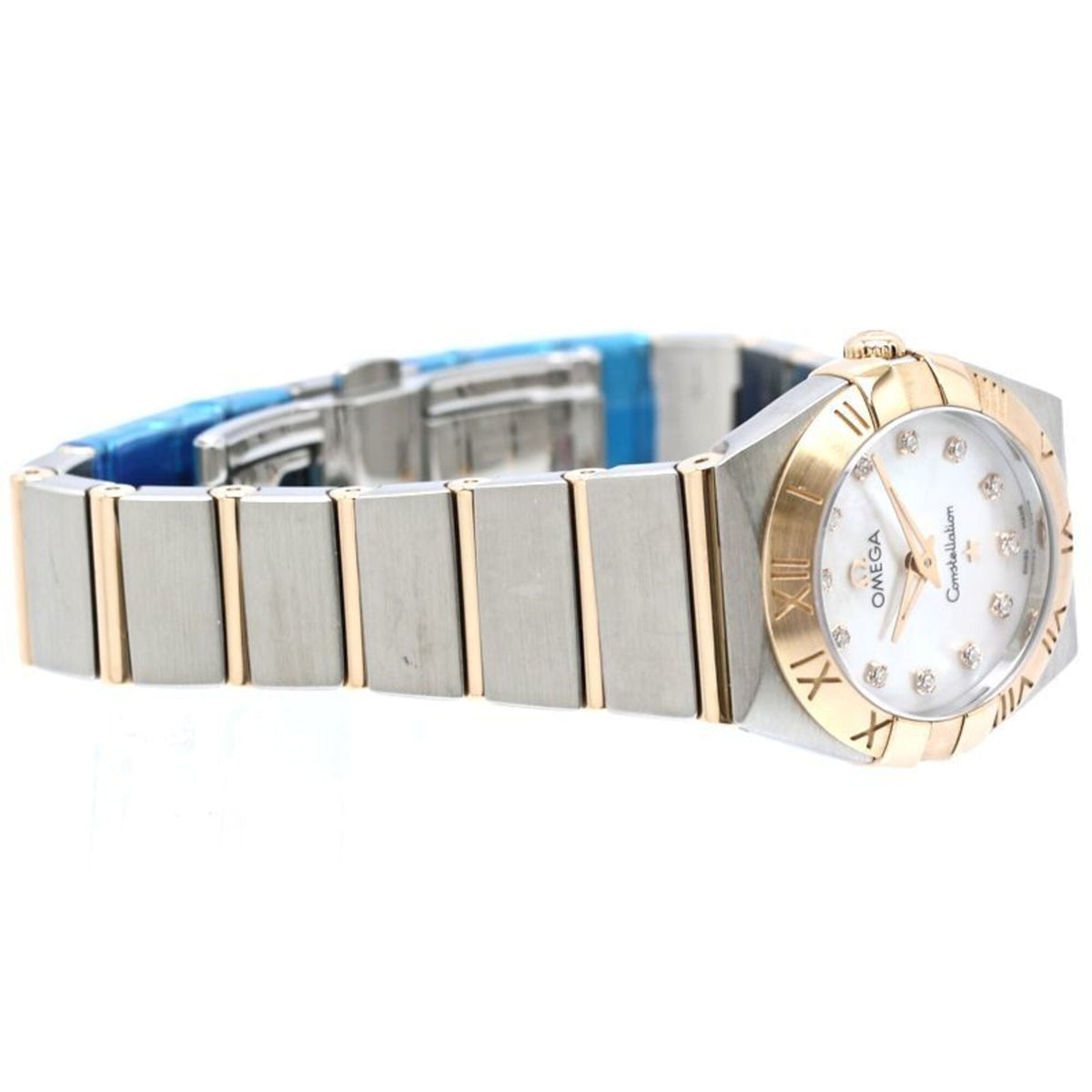 Omega Constellation Brushed 12P Diamond 123.20.24.60.55.001 Weiß Gehäuse Zifferblatt 24 mm Uhr