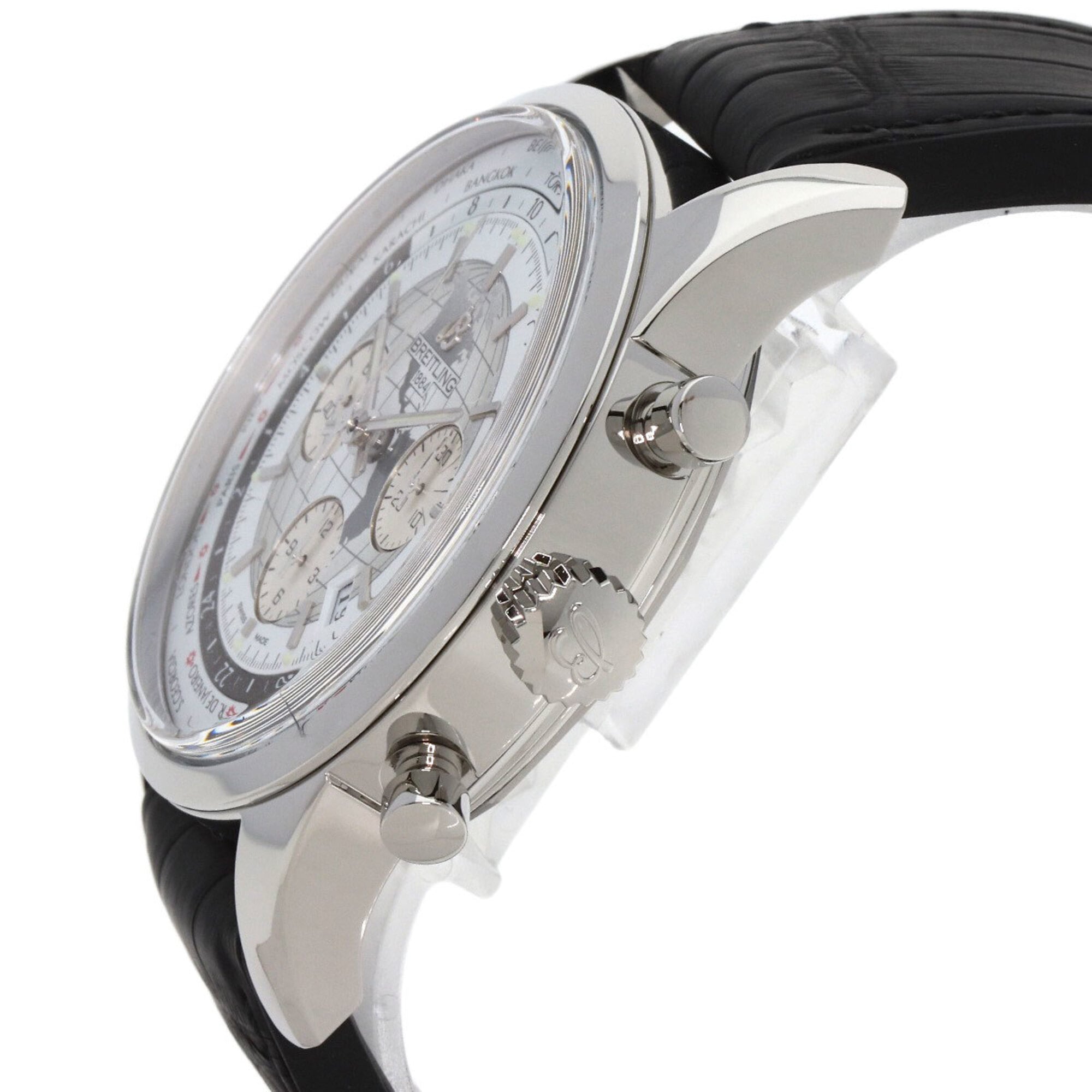 Breitling AB0510U0/A790 Transocean Chronograph Unitime herenhorloge van roestvrij staal en rubber