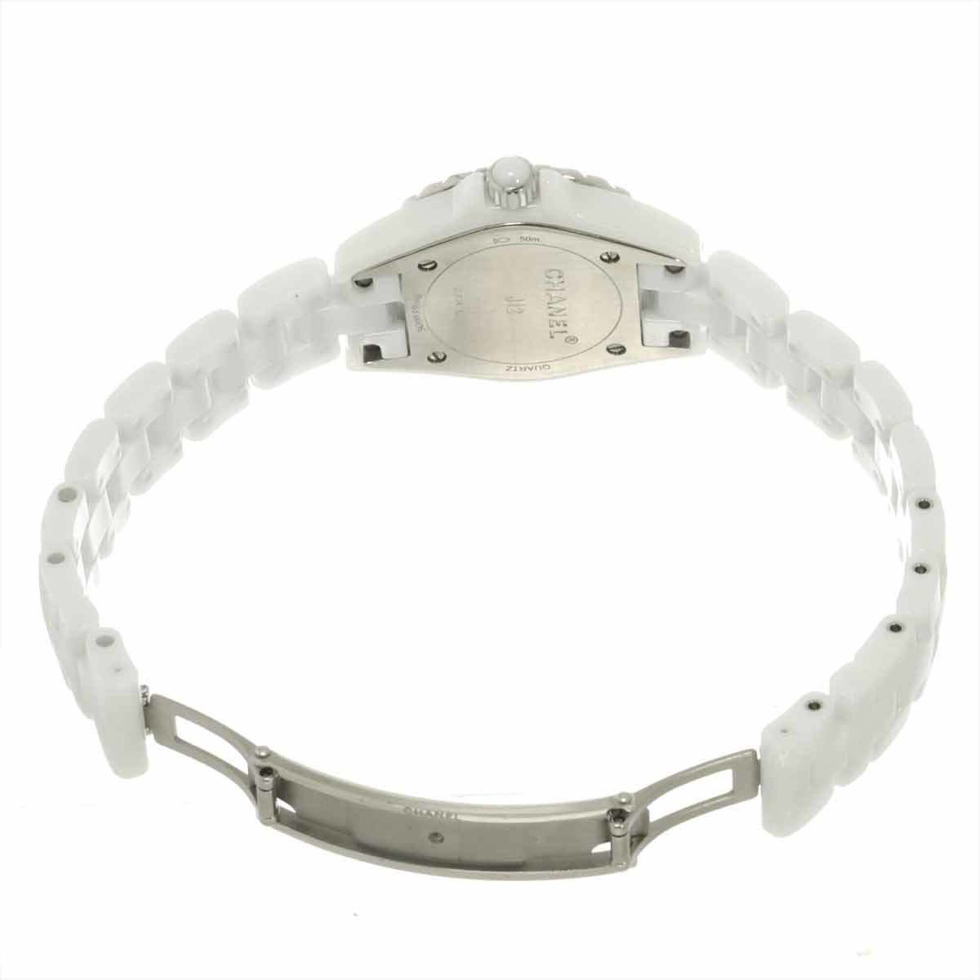 Chanel J12 29mm H3243 Wo Pink Sapphire Bezel 8 Diamonds White Shell Ceramic Quartz
