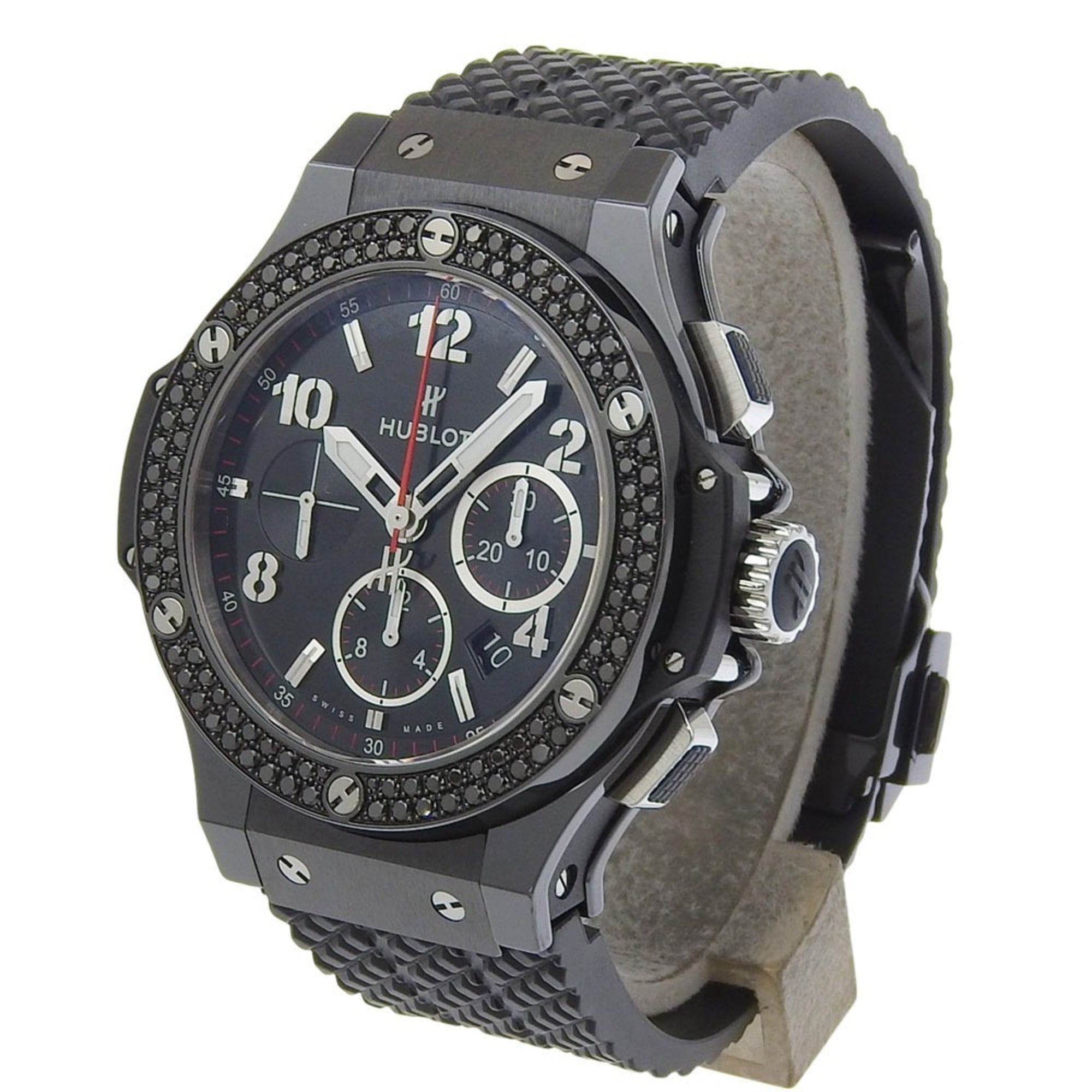 Hublot Big Man Black Magic Watch, Diamond Bezel, 301.CV.130.RX.110, Ceramic x Titanium Rubber, Black, Automatic Chronograph, Dial, Men's Watch