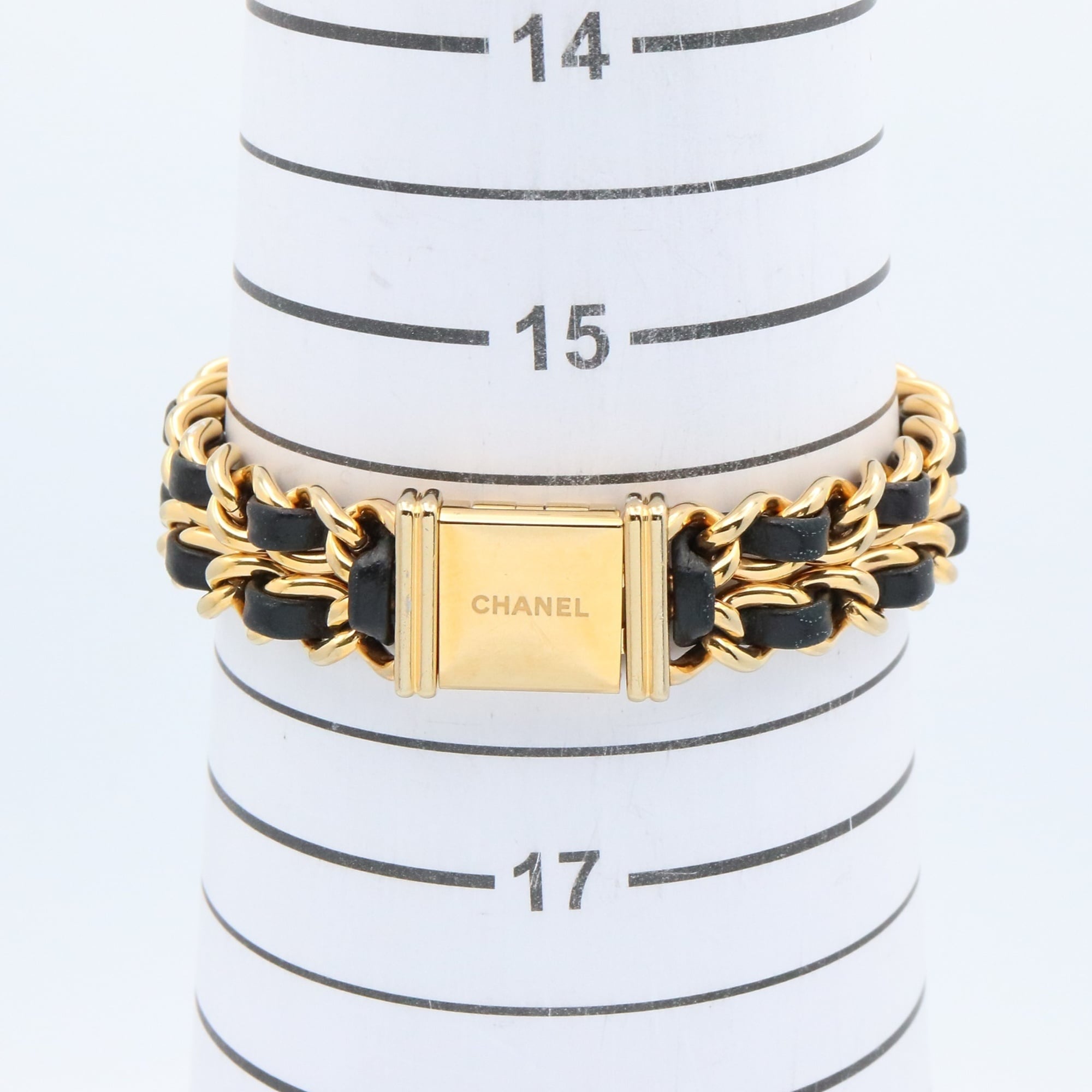CHANEL Premiere Original Edition horloge, GP (verguld), leer, dames, zwart, H6951