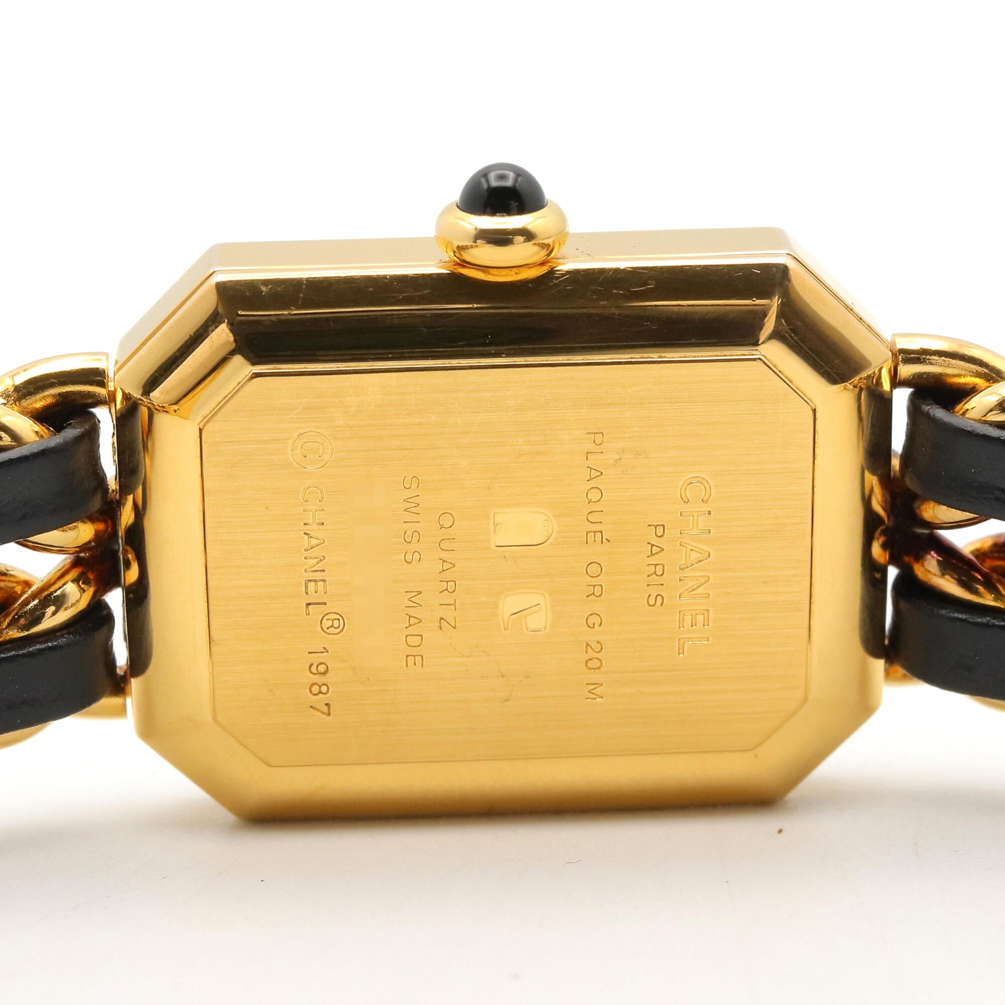 Chanel CHANEL Première M-horloge, verguld leer, dames, zwart, H0001
