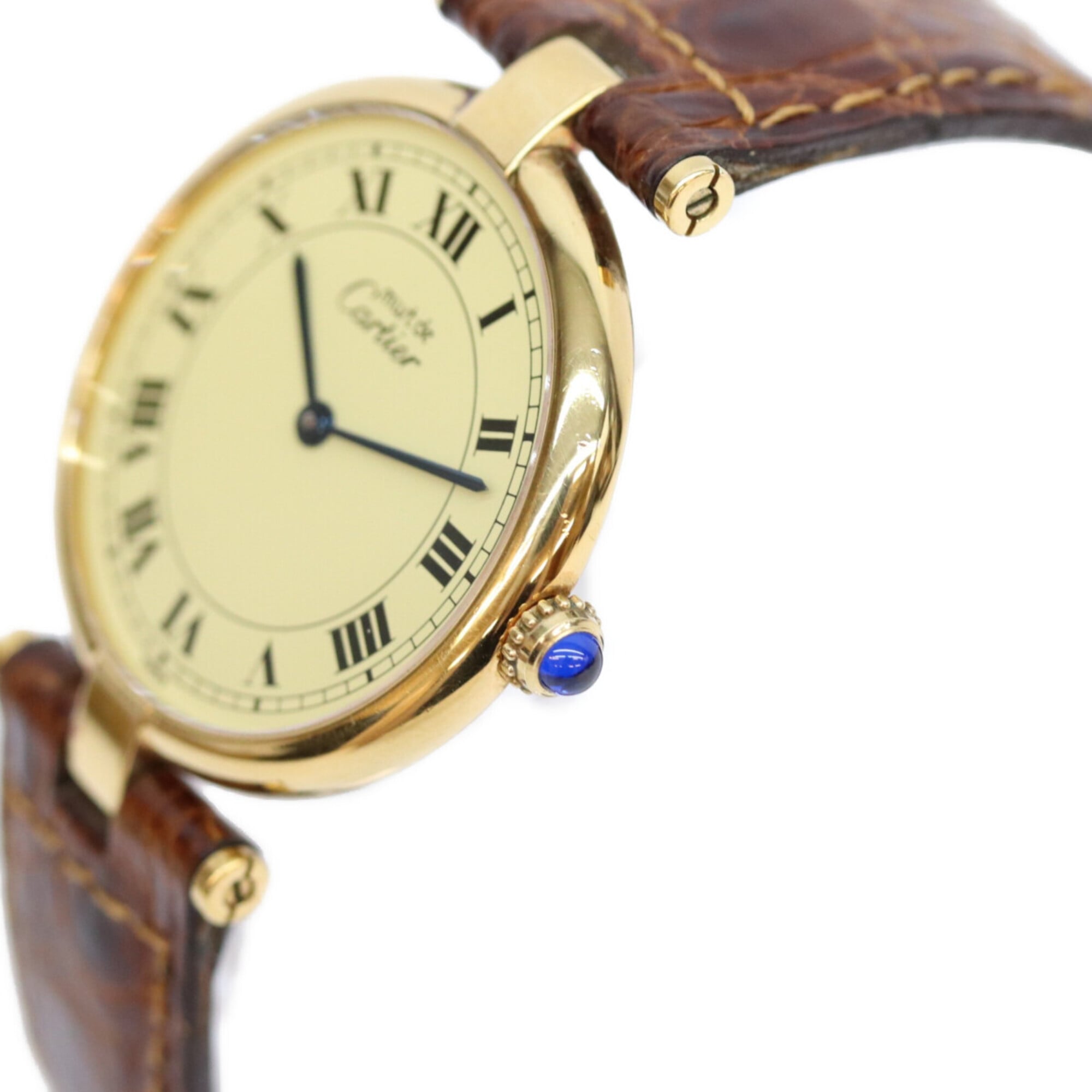Cartier 90s 925 Must VendÃ´me Vermeil LM Quartz Gold with Ivory Dial Ladies