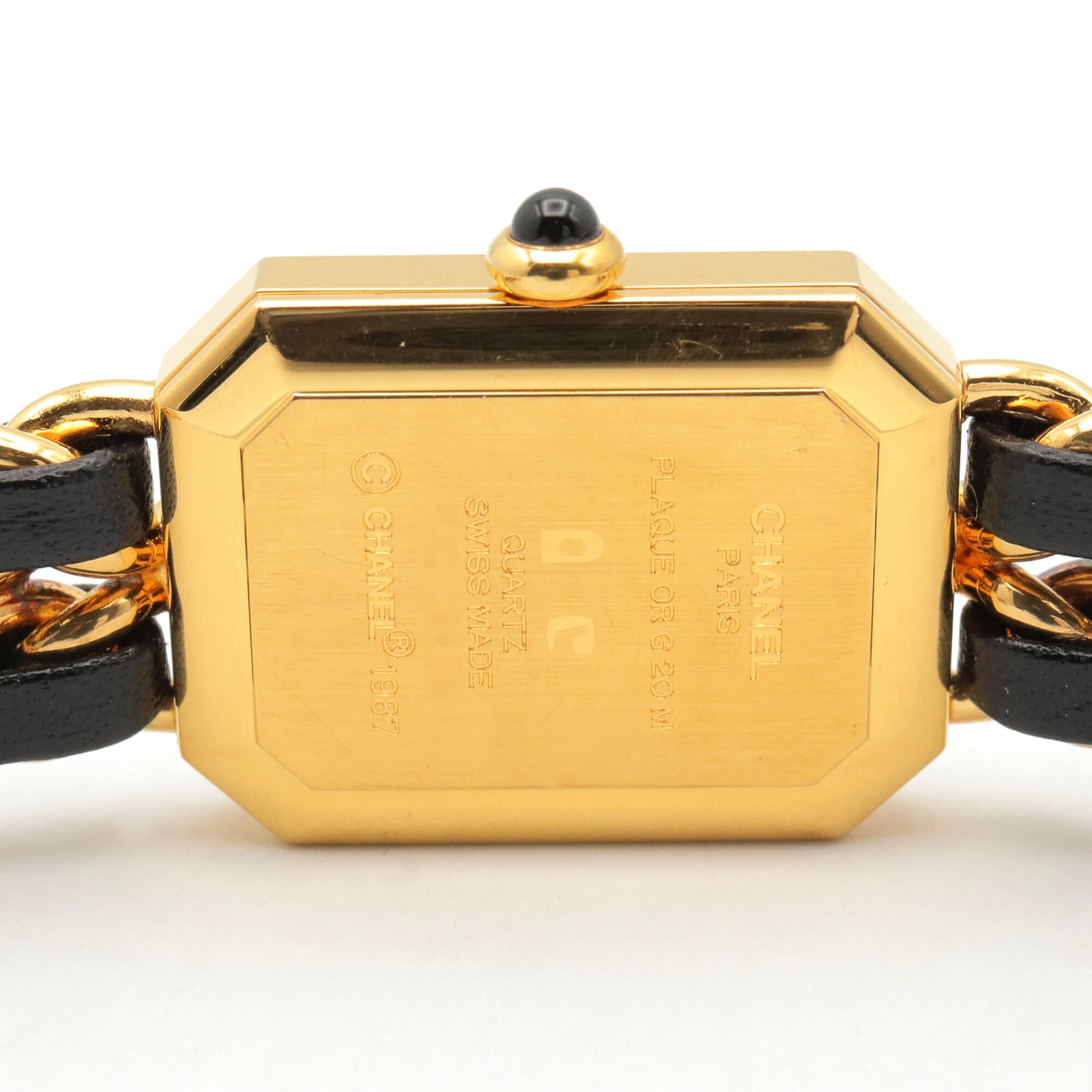 Chanel CHANEL PremiÃ¨re S Gold Plated (GP) Leather Strap Wo Black H0001