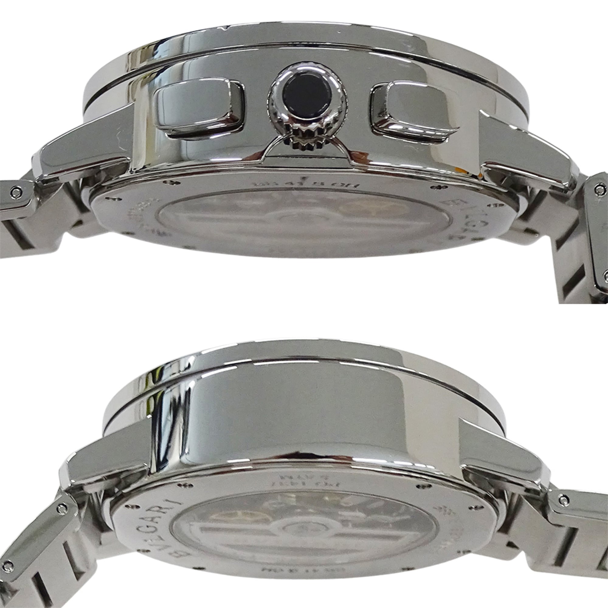 Montre Pour Hommes Bulgari BVLGARI, marque : Chronographe Automatique AT en acier inoxydable SS BB41SCH, argent Noir