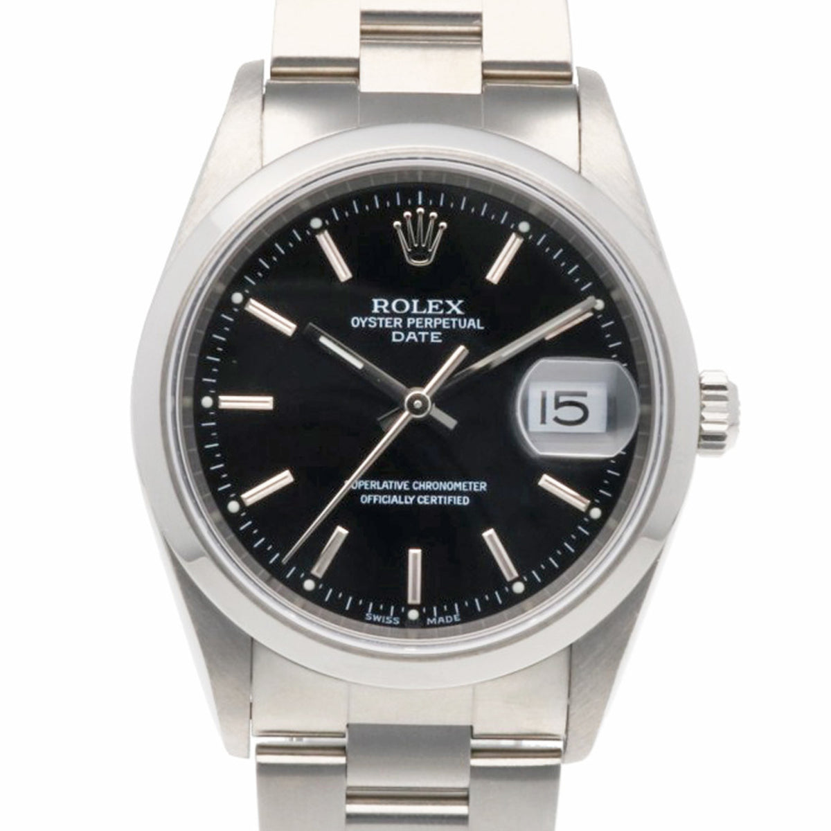 Rolex Datum Oyster Perpetual 15200 Schwarz Zifferblatt 34 mm Uhr