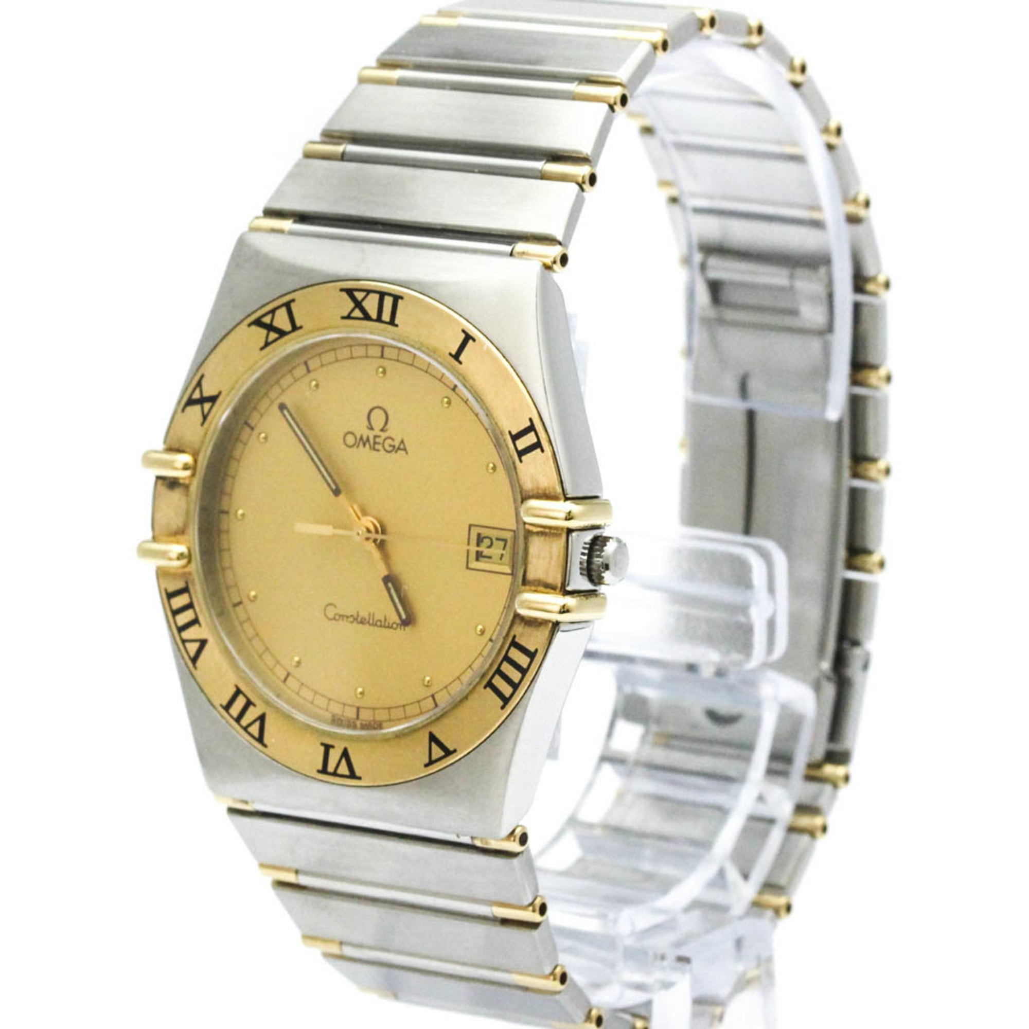 OMEGA Constellation 18K Gold Steel Quartz Mens Watch 396.1080 Polished