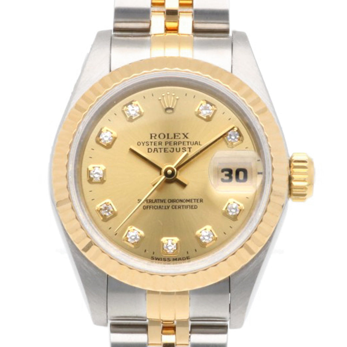 Rolex Datejust Oyster Perpetual 69173, goldenes Zifferblatt, 26 mm Uhr