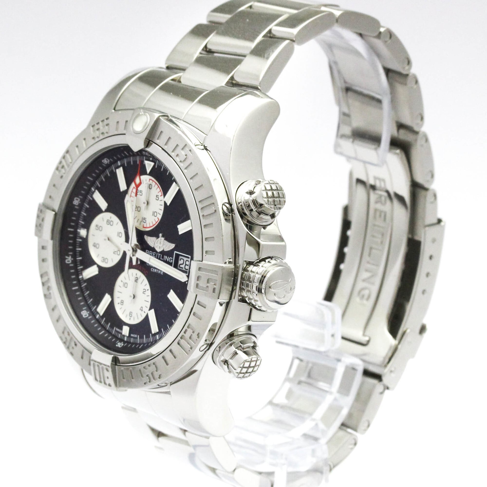 BREITLING Super Avenger ll Chronograph Steel Mens Watch A13371 Polished