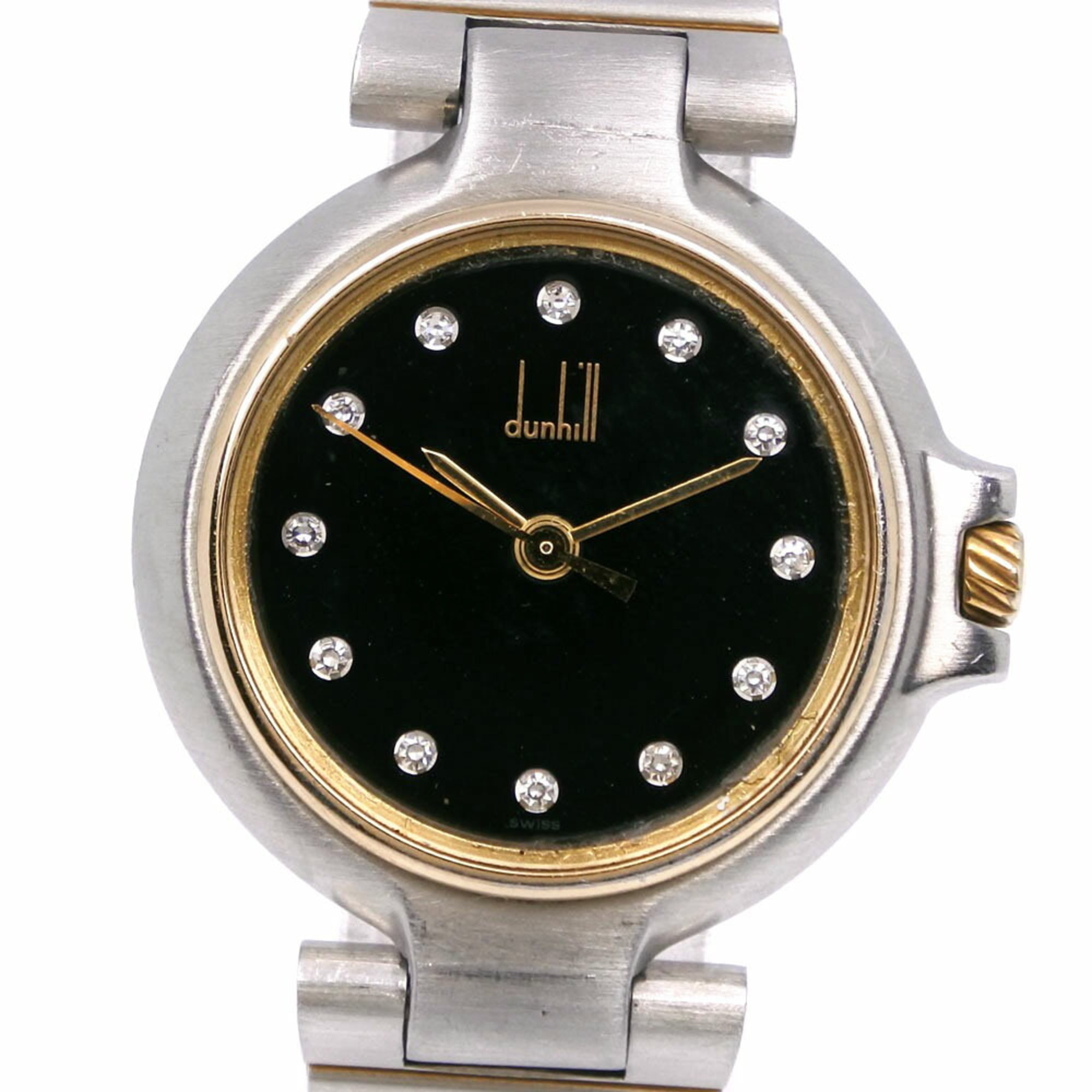 Dunhill Millennium Watch, 12P Diamond, Stainless Steel, Quartz, Analog Display, Black Dial, Millennium, Women's, H170524624