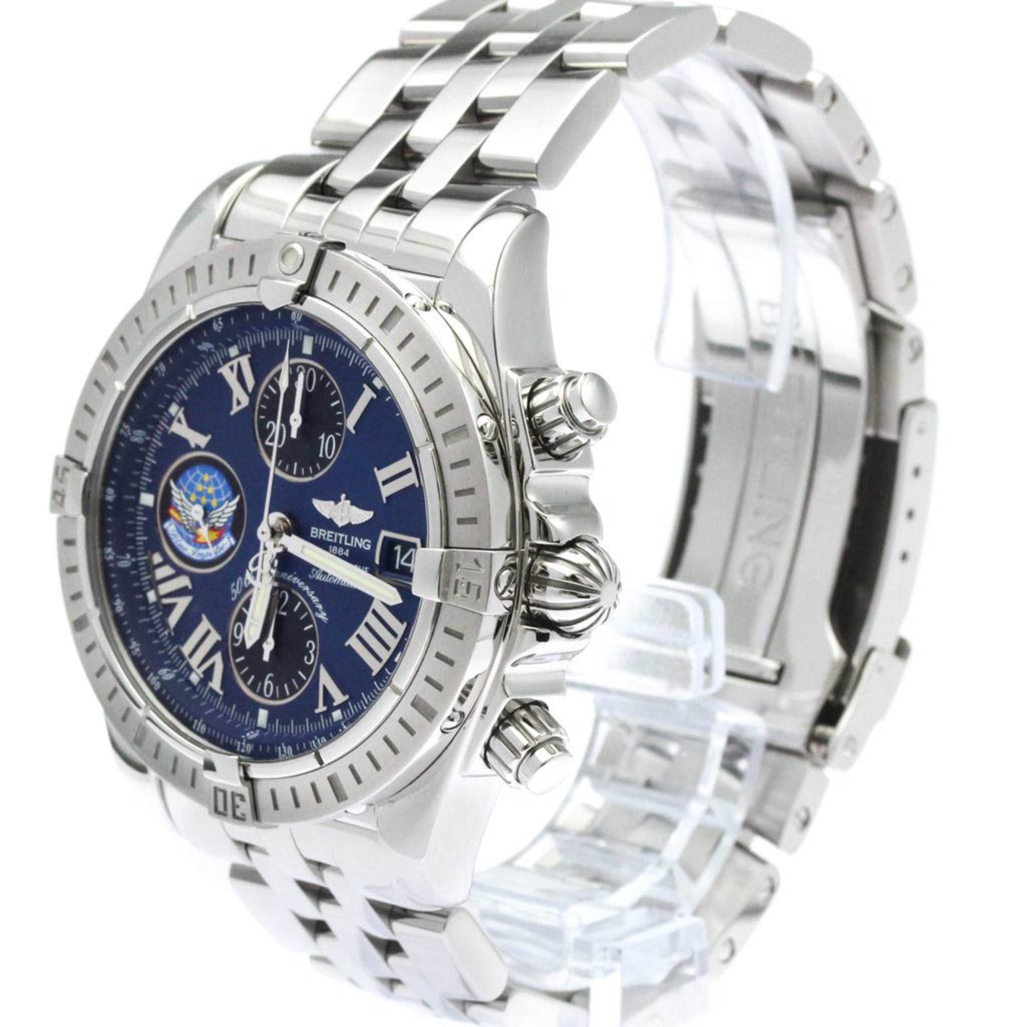 BREITLING Chronomat Evolution Blue Impulse Mens Watch A13356 Polished