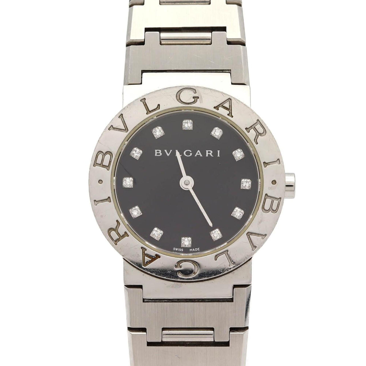 Bvlgari 12P BB26SS/12 horloge met zwarte wijzerplaat, 26 mm